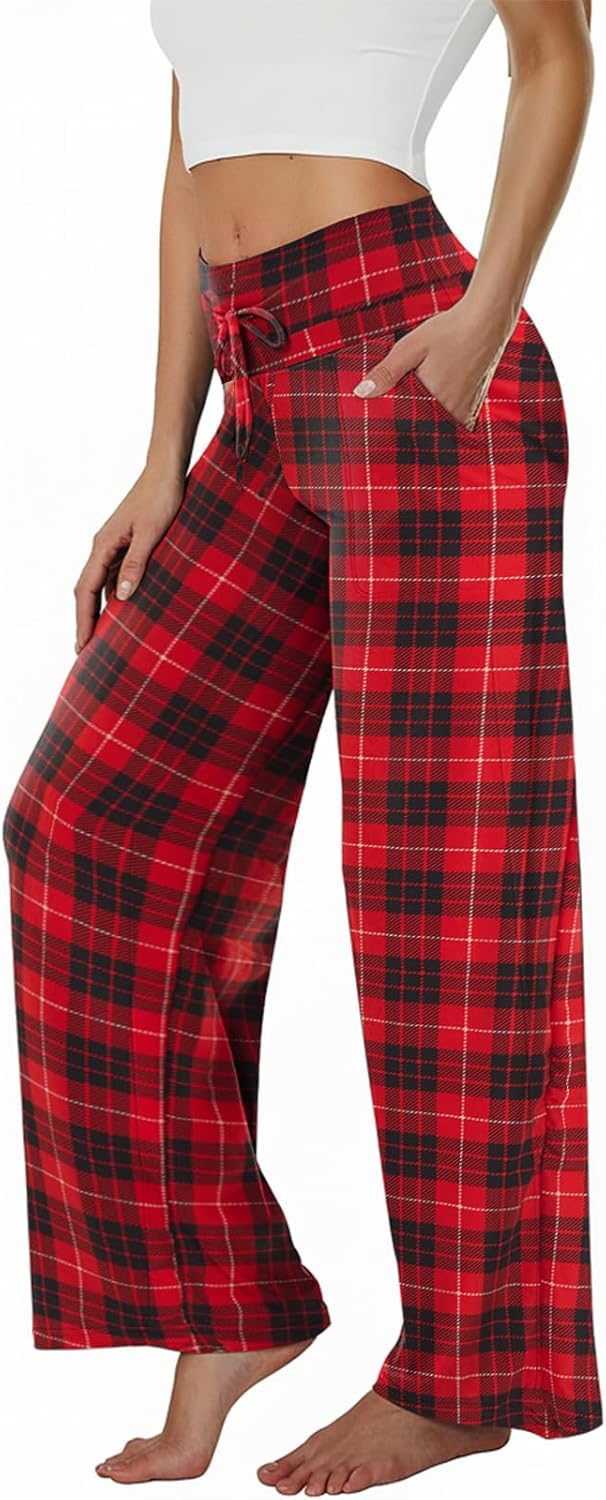 TNNZEET 3 Pack Women's Wide Leg Pants with Pockets - Casual Loose Yoga Trouser Pants Sweatpants Palazzo Lounge Pajama Pants