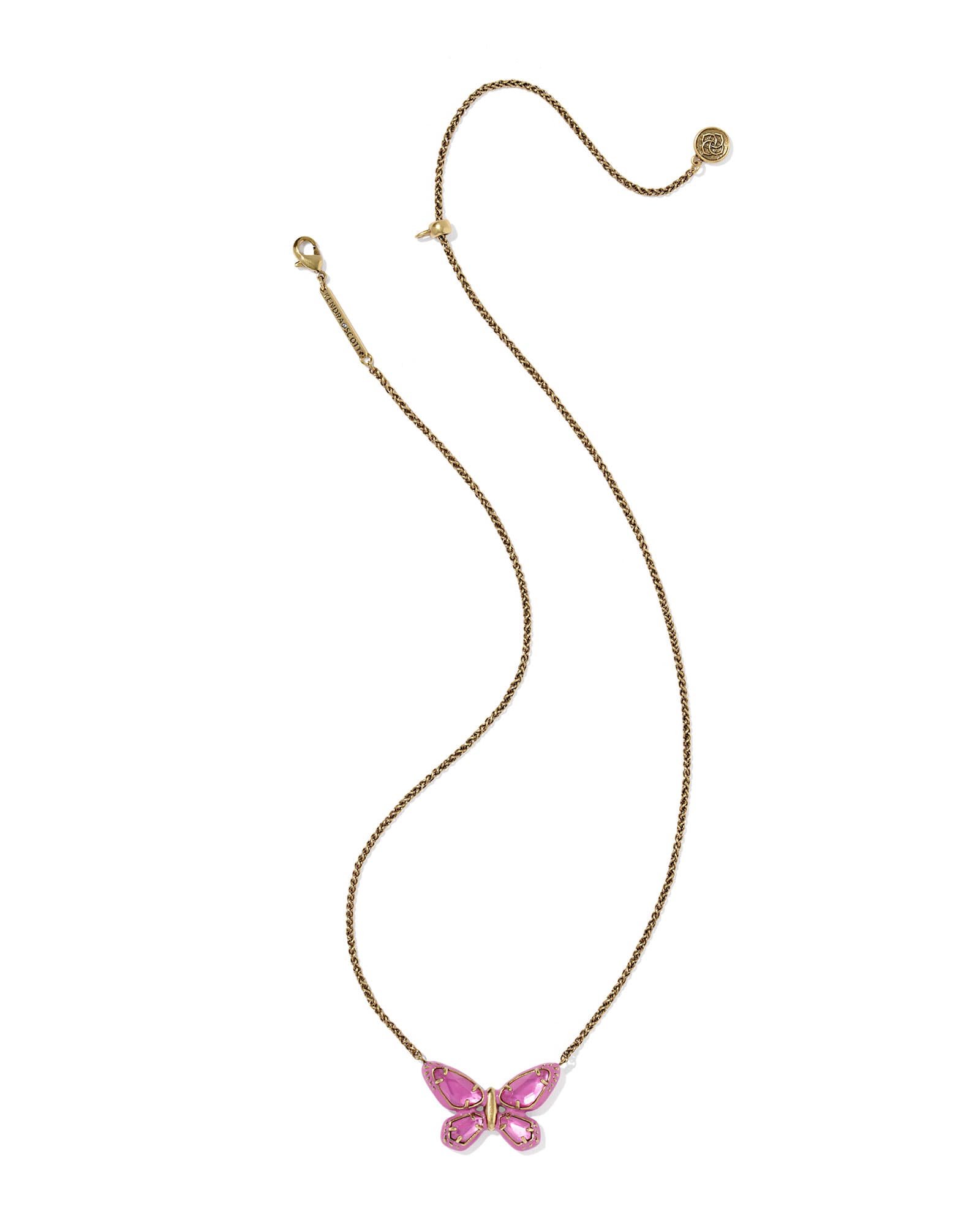 Dolly Parton x Kendra Scott Enamel Butterfly Vintage Gold Short Pendant Necklace