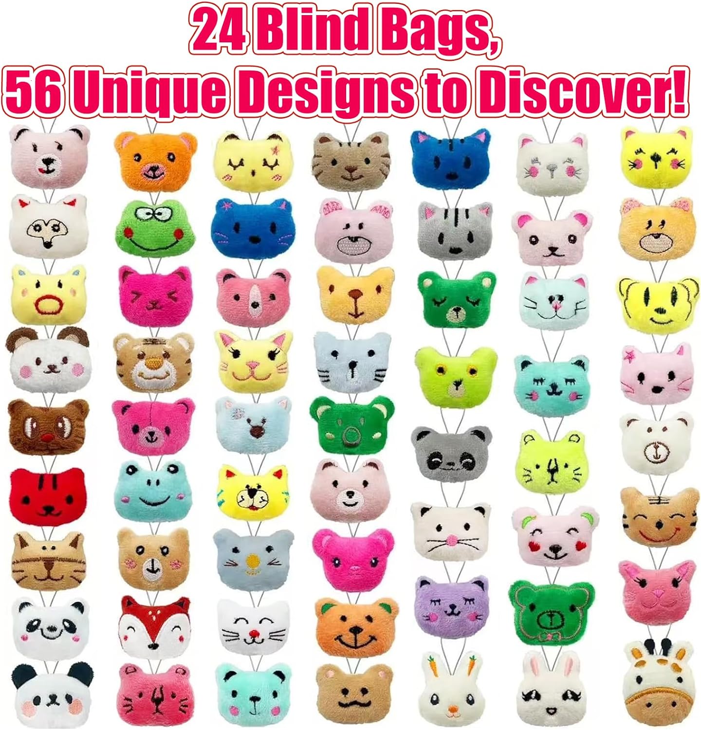 24-Pack Mini Stuffed Animals Blind Bags: Bulk Small Stuffed Animals for Kids, Cute Plush Keychains, Party Favors for Kids, Classroom Prizes, Claw Machine Toys, Birthday Gifts