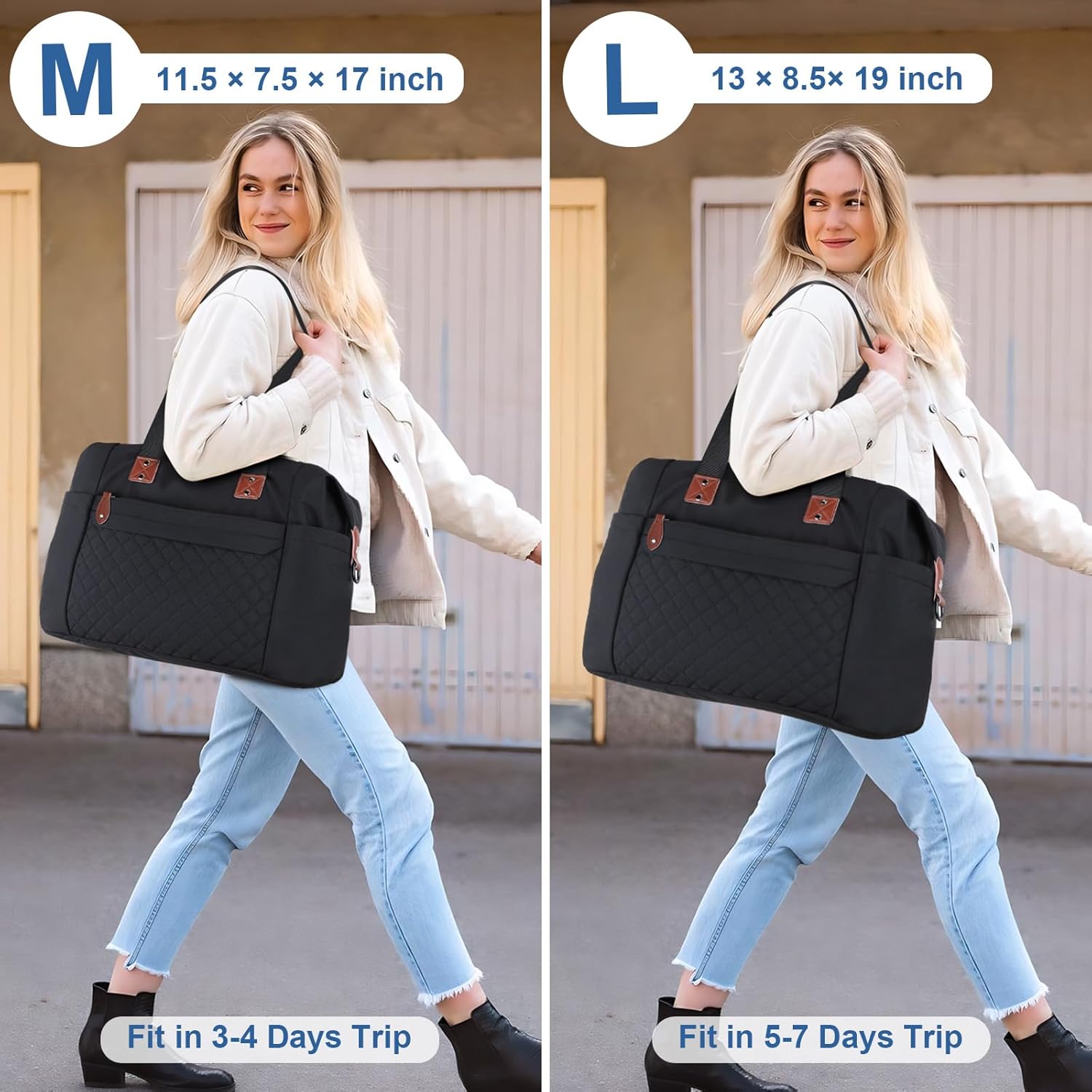 Travel Duffle Bag, Waterproof Weekender Overnight Hospital Bags for Women Men with Toiletry Bag Lightweight Carry on Personal Item Duffle Gym Bag for Travel, Airplanes, Sports
