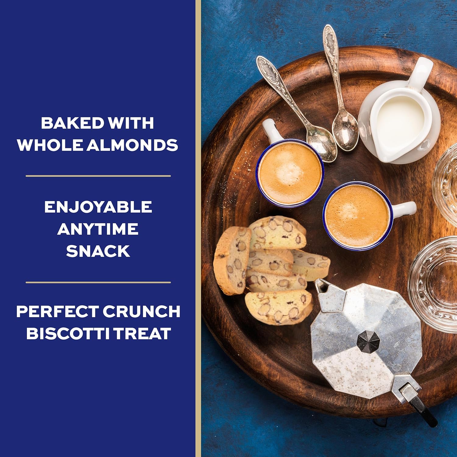 La Dolce Vita Classic Almond Italian Biscotti Cookies, Gourmet Coffee & Tea Dipping Snack, 40 oz Jar