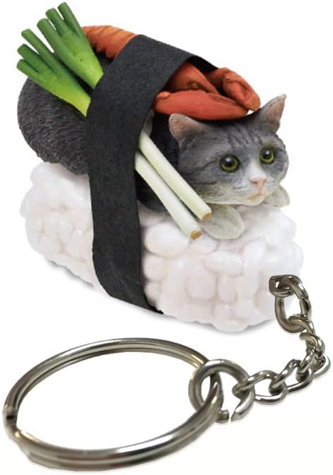 Sushi Cat Clever Idiots Nekozushi Keychain - Blind Box Includes 1 of 5 Collectable Figurines - Features a Detachable Keyring (Version 1)