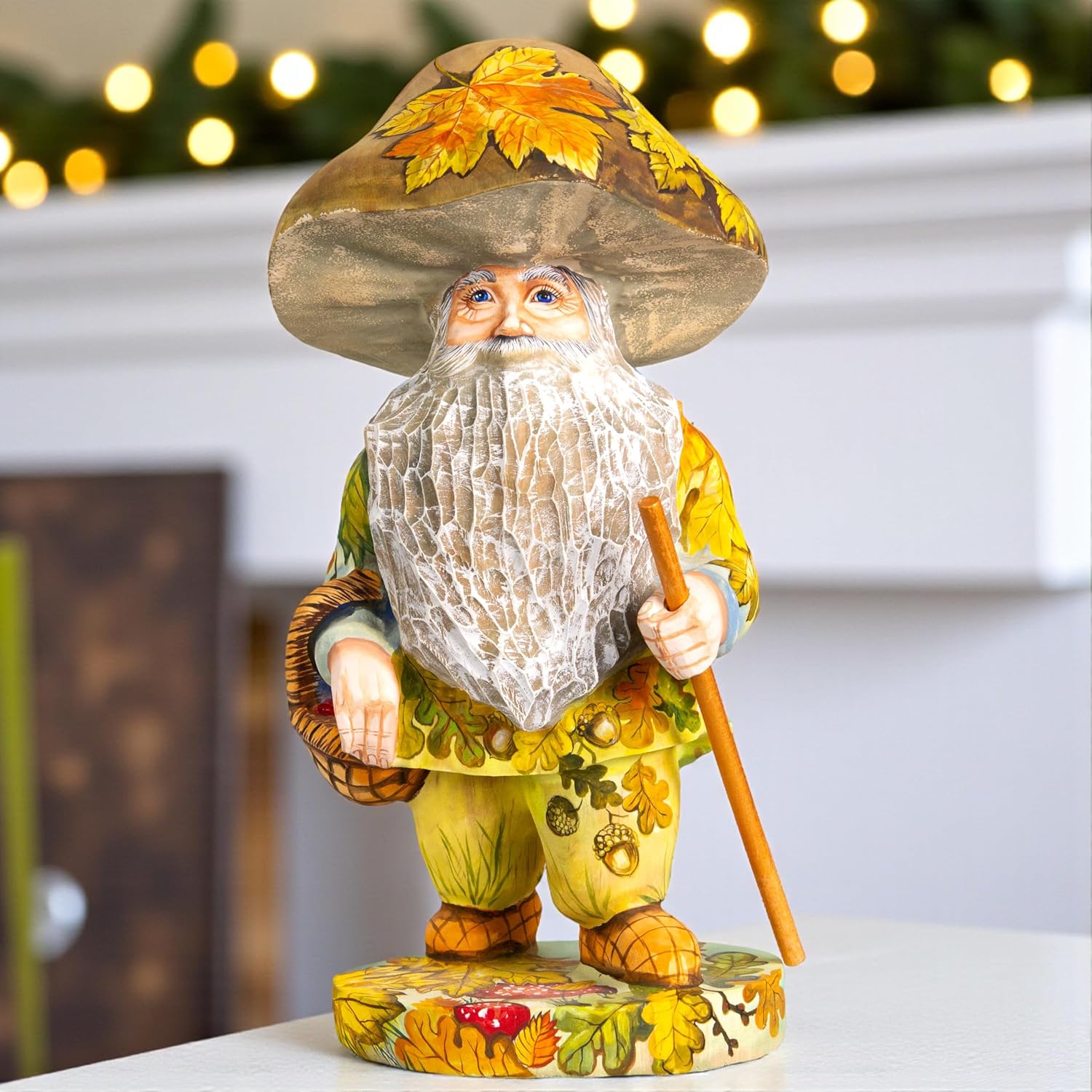 Wooden Hand-Carved Mushroom Man Figurine 11