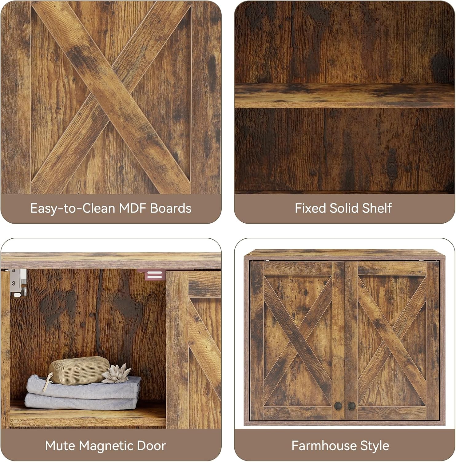 YOURLITE Laundry Cabinet, Medicine Cabinet, Bathroom Kitchen Storage Wall Mounted Farmhouse Organizer with Shelves Over Toilet, One Set of 2 Pieces X 24