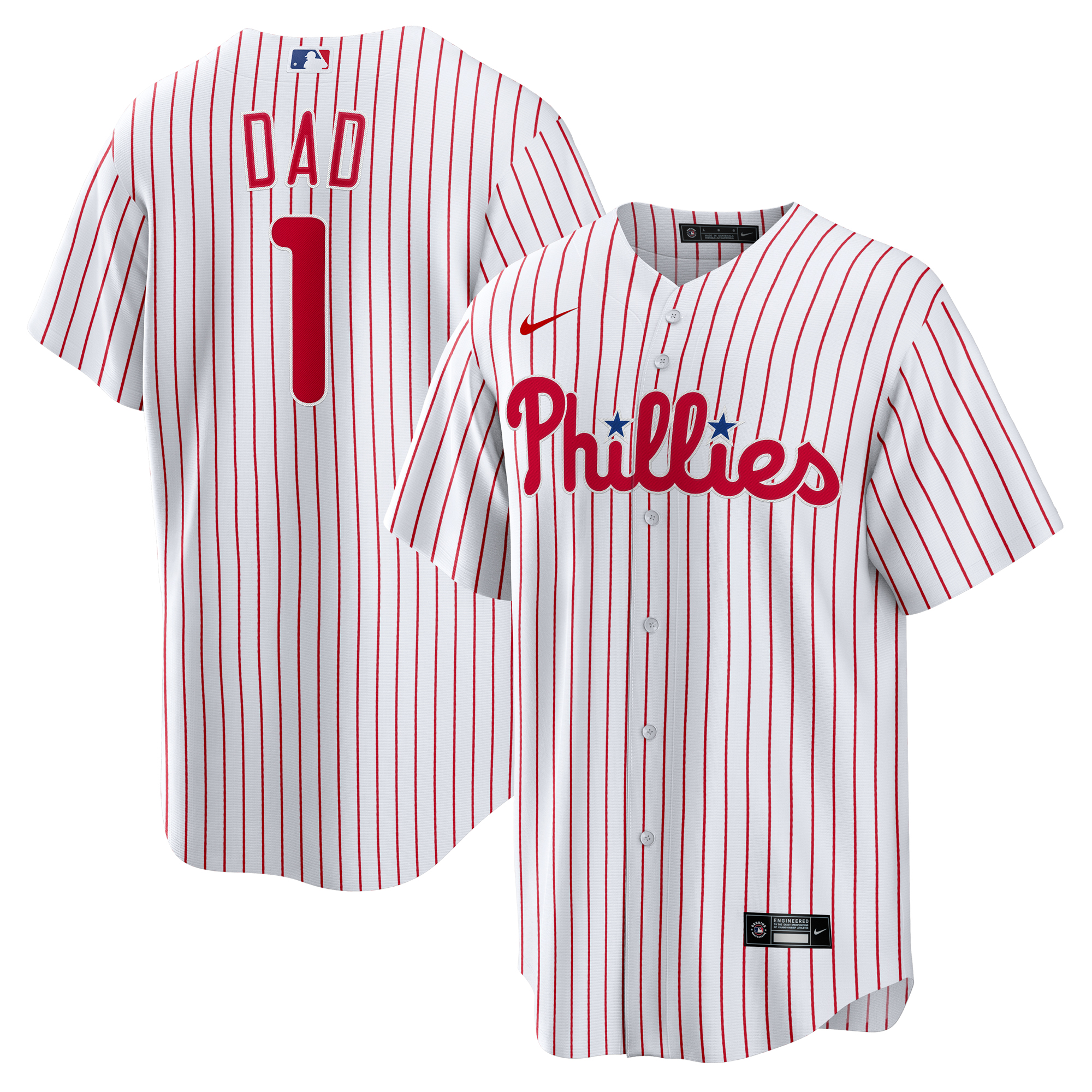 Men's Philadelphia Phillies  Nike White #1 Dad Home Replica Jersey