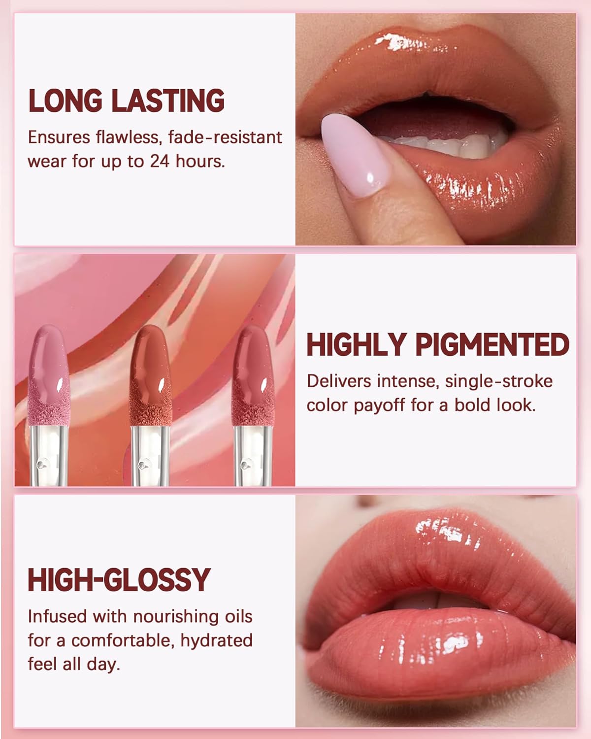 Plumping Lip Gloss for Women, Glossy Finish Lip Tint Stain, Hydrating Moisturizing Lips Care Tinted Lips Oil, Non-Sticky Long Lasting Shine Lipgloss Lipstick, Plumping LipGloss Oil Makeup-03 Nude Pink