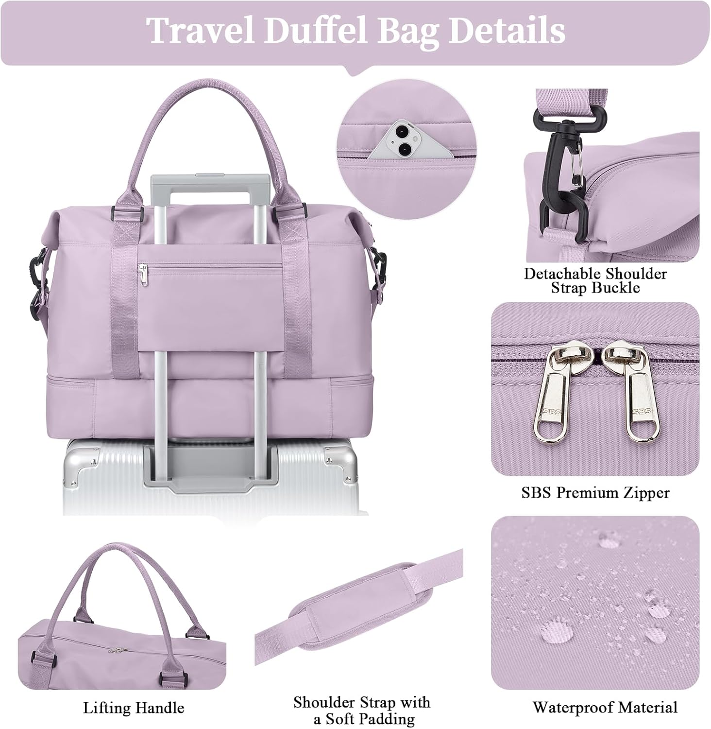 Weekender Bags for Women,Personal Item Travel Bag with Shoes Compartment,Overnight Travel Duffel Bag with Toiletry Bag