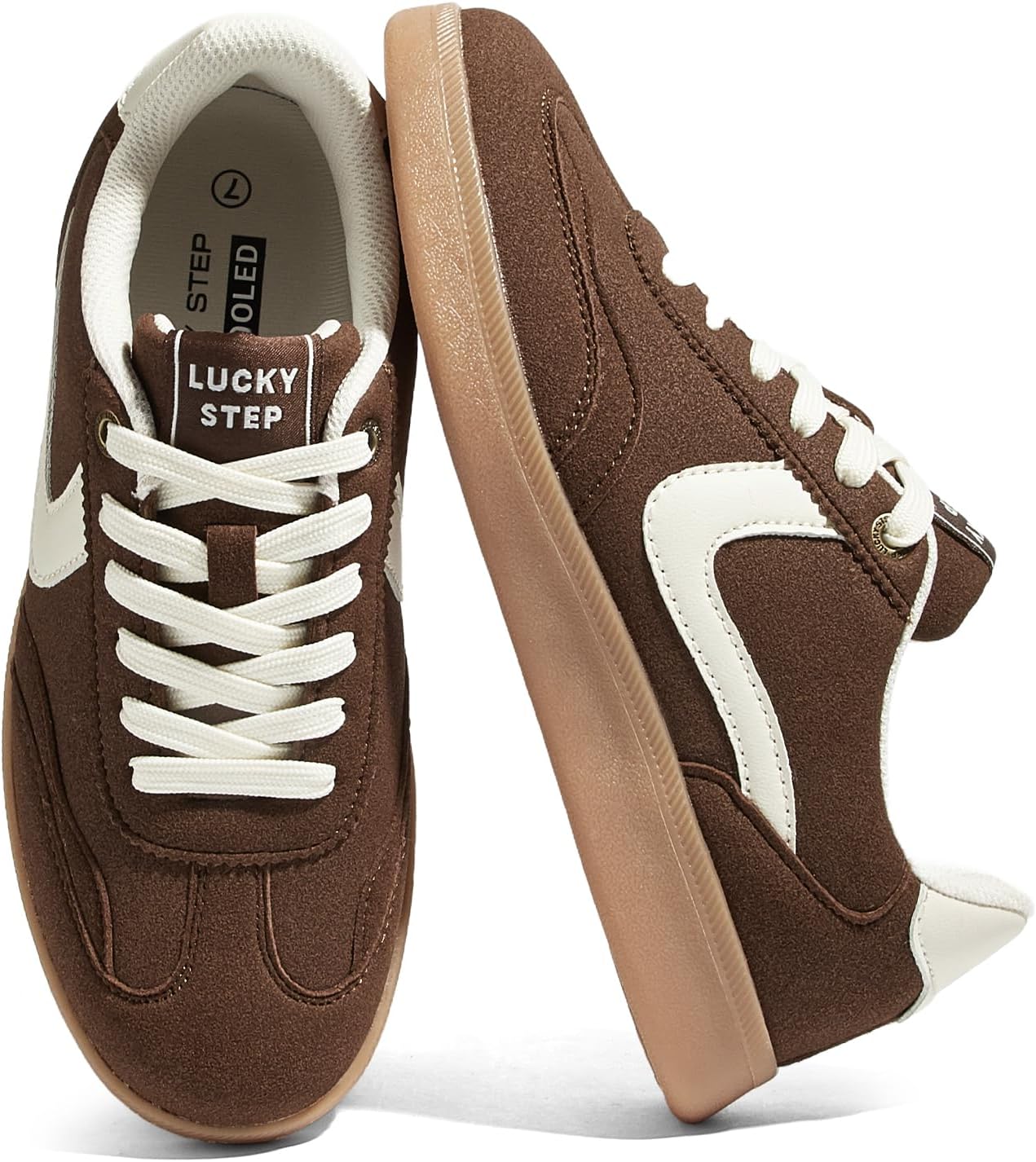 LUCKY STEP Women's Retro Fashion Sneakers Classic Casual Walking Shoes Non Slip Comfort Skate Shoes