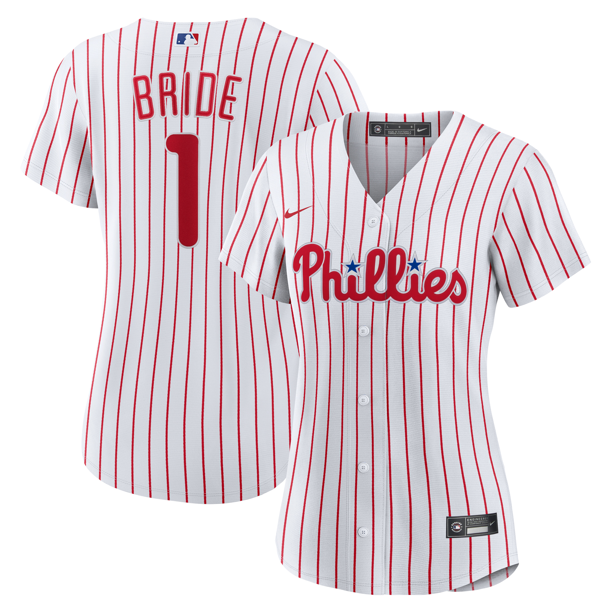 Women's Philadelphia Phillies Nike White #1 Bride Home Replica Jersey