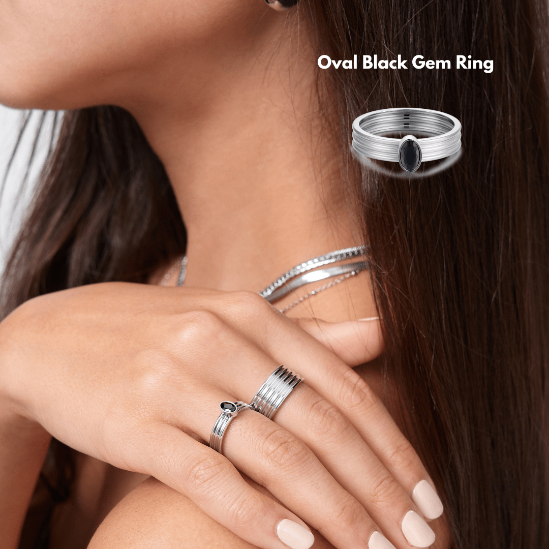 Oval Black Gem Ring