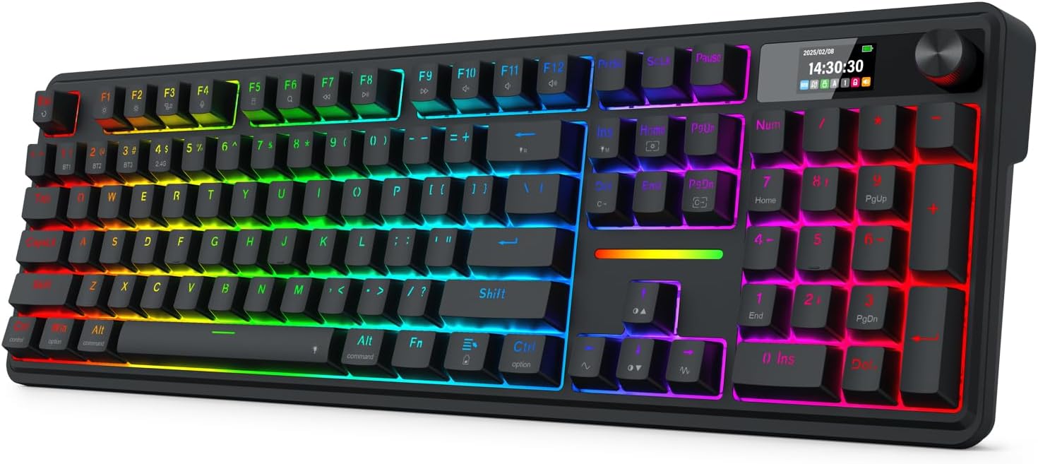 Redragon K668 RGB Gaming Keyboard, 108 Keys Wired Mechanical Keyboard w/Extra 4 Hotkeys, Sound Absorbing Foams, Upgraded Hot-swappable Socket, Mixed Color Keycaps x 2 Sets, Red Switch