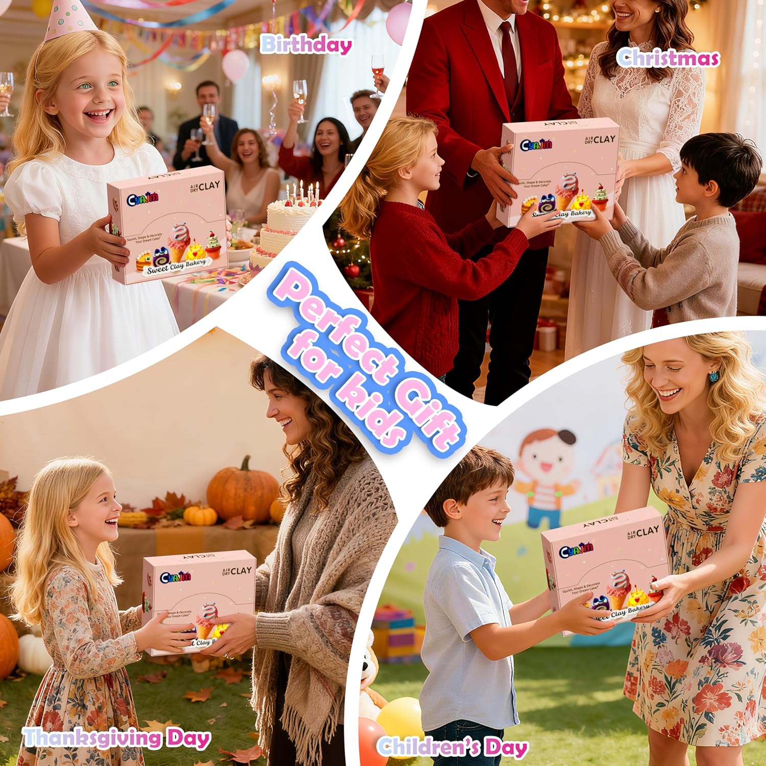 Cake Themed Air Dry Clay Kit for Kids - 12 Boxes Ultra Light Model Magic Clay, Soft DIY Modeling Clay with Sculpting Tools & Tutorials, Arts and Crafts Gift for Girls and Boys