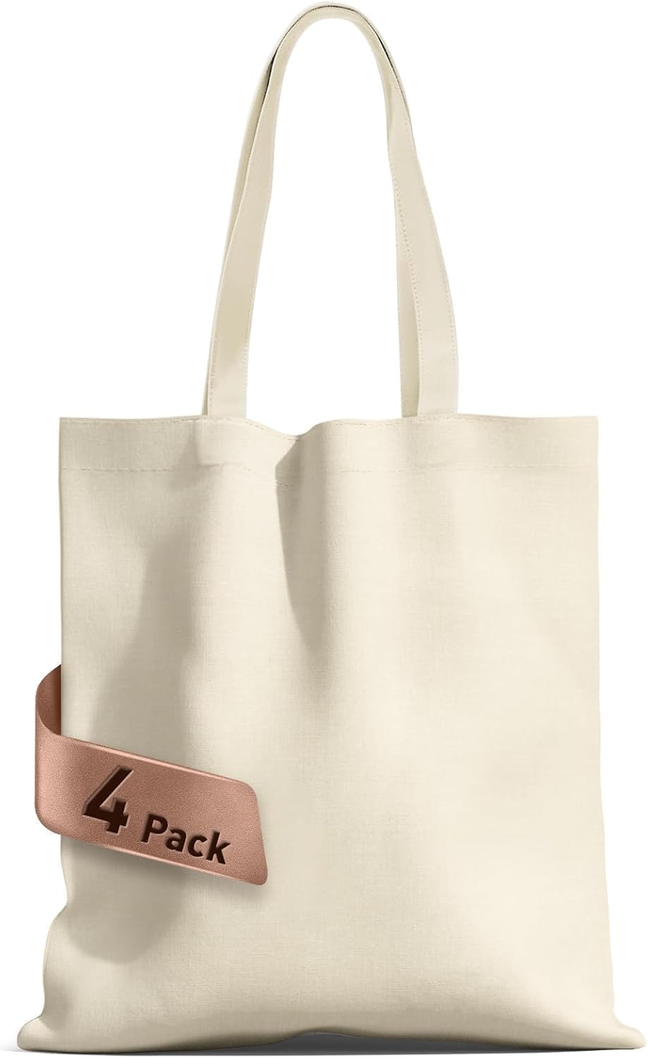 MOLOVA 1-200 Pack Available Premium Canvas Reusable Tote Gift Bags, Made of Natural Canvas with Handle, Work, DIY, Shopping