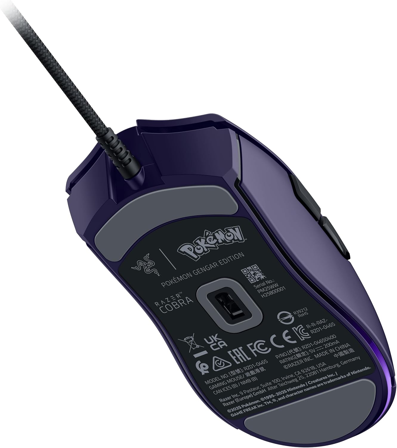 Razer Cobra Gengar Edition - Lightweight Wired Gaming Mouse - 8500 DPI Sensor - 58g - 3rd Generation Optical Mouse switches - Chroma Lighting - Speedflex Cable - PC/MAC | Pokémon Gengar