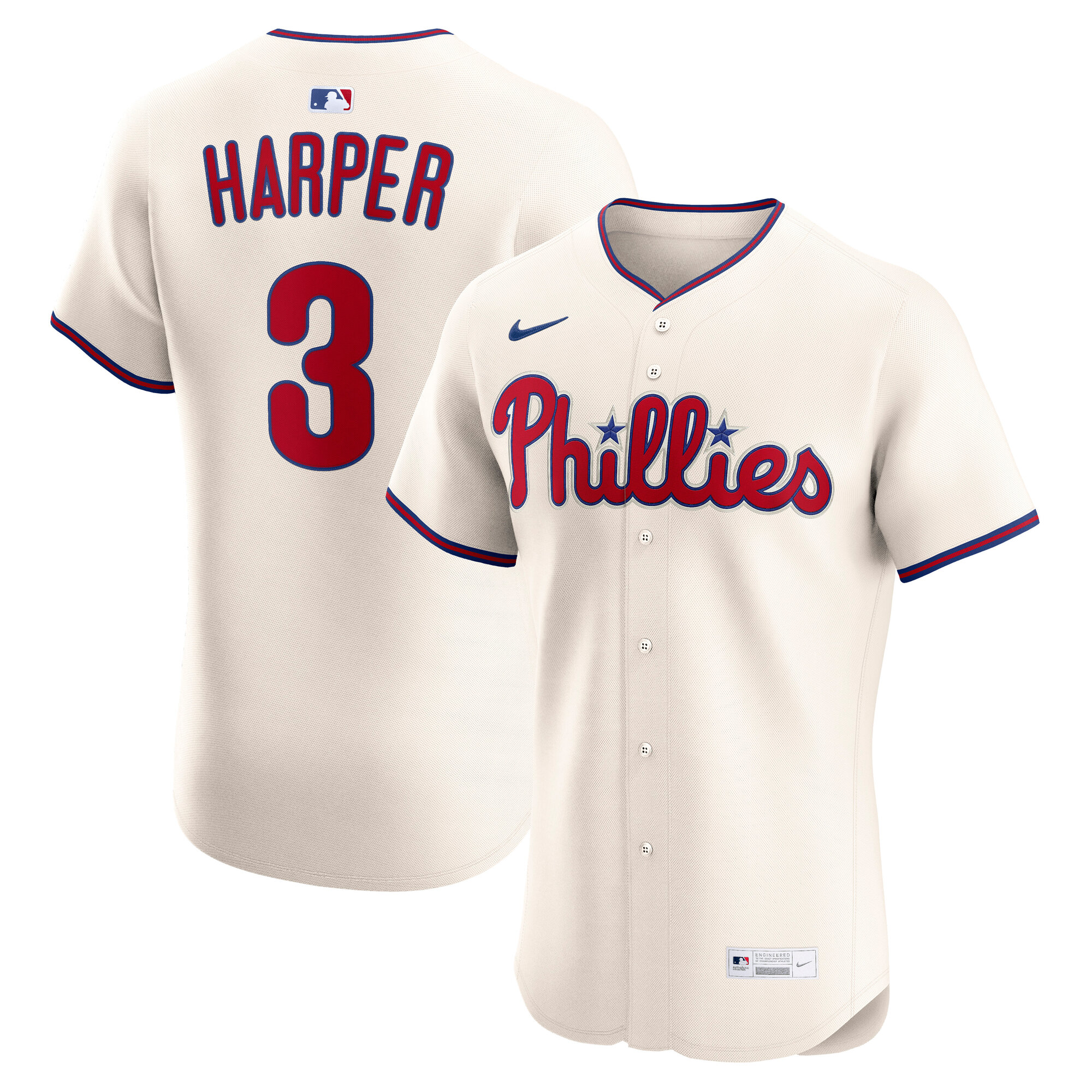 Men's Philadelphia Phillies Bryce Harper Nike Cream Alternate 2 Elite Jersey