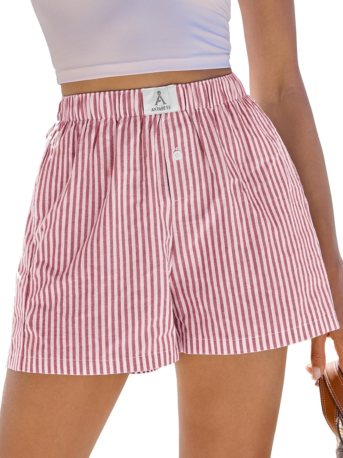 ANRABESS Boxer Shorts for Women Gingham Pajama 2026 Summer Casual Lounge Sleep Plaid Shorts Y2K Beach Bottoms