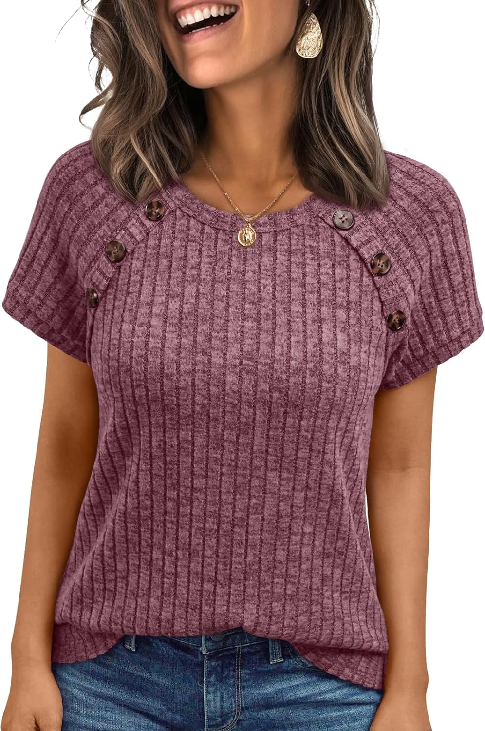 AUTOMET Women's Short Sleeve Shirts Business Casual Blouses Dressy Work Tunic Tops 2026 Spring Sweaters Fashion Clothes