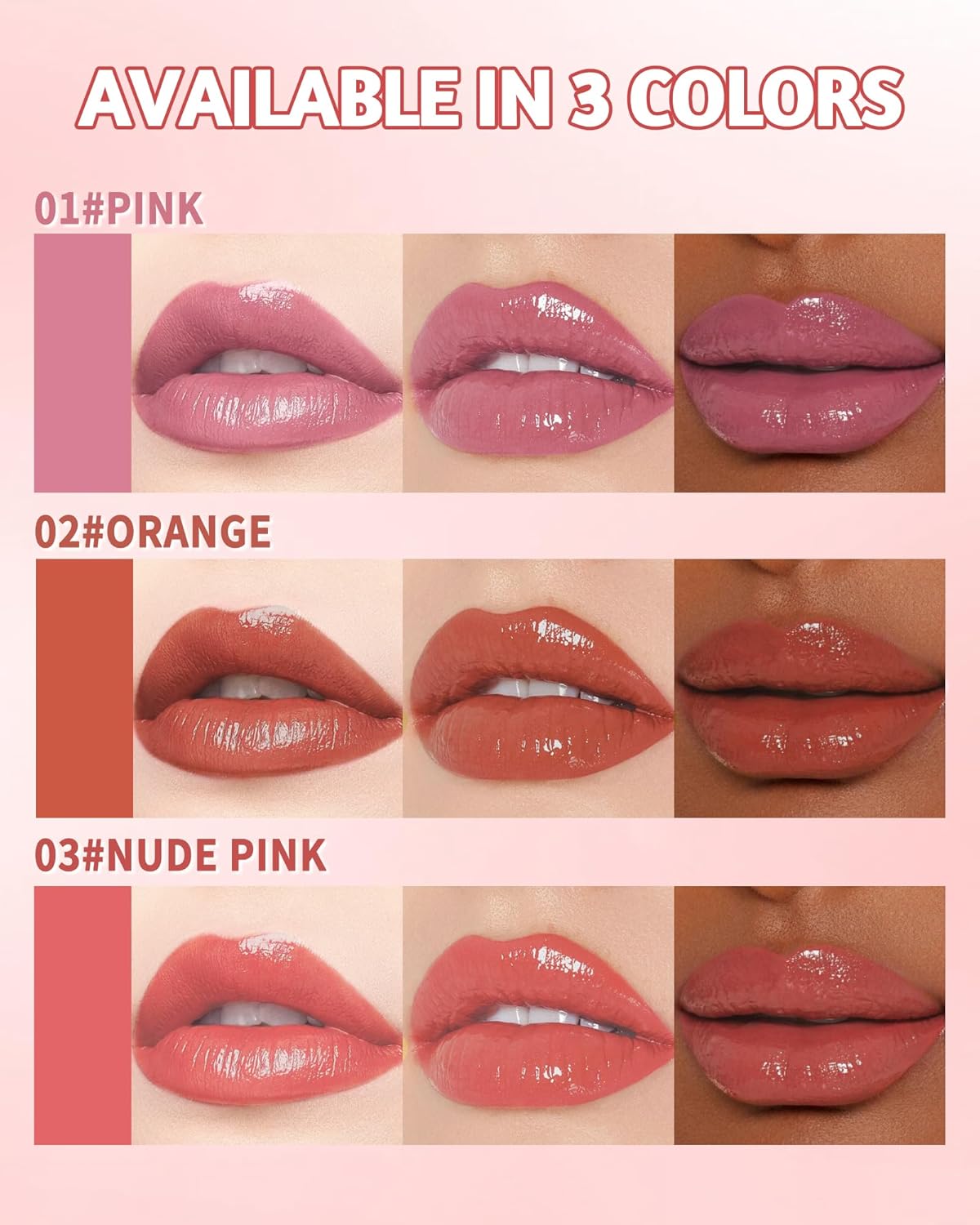 Plumping Lip Gloss for Women, Glossy Finish Lip Tint Stain, Hydrating Moisturizing Lips Care Tinted Lips Oil, Non-Sticky Long Lasting Shine Lipgloss Lipstick, Plumping LipGloss Oil Makeup-03 Nude Pink