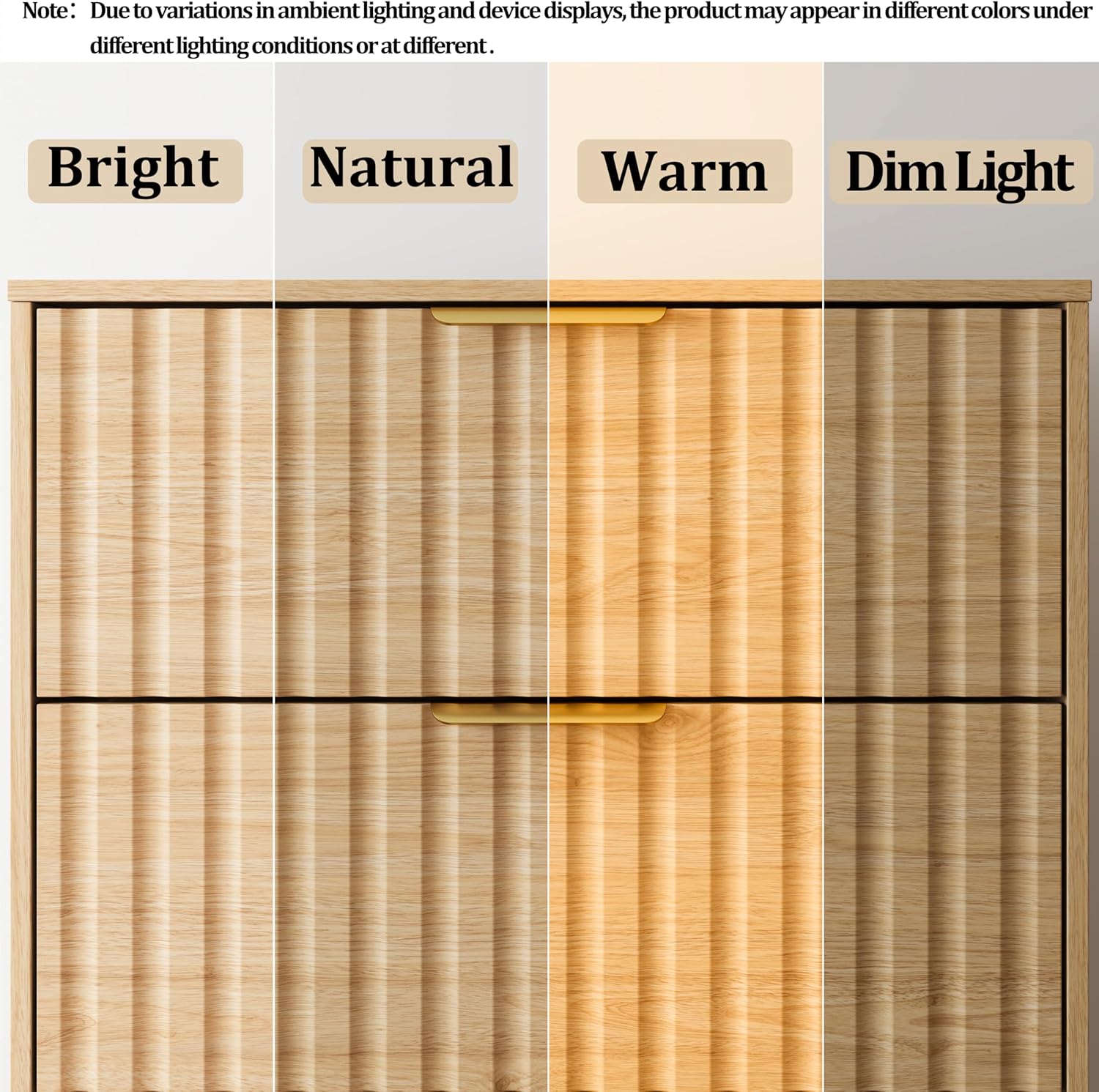 Fluted Nightstand with 3 Drawers, 30