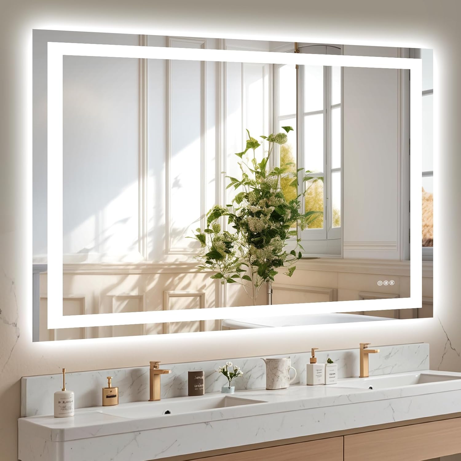 40X32 LED Bathroom Mirror with Lights, Anti-Fog, Dimmable, Backlit + Front Lit, Smart Bathroom Vanity Mirror, Memory Function, Shatterproof, Tempered Glass (Horizontal/Vertical)