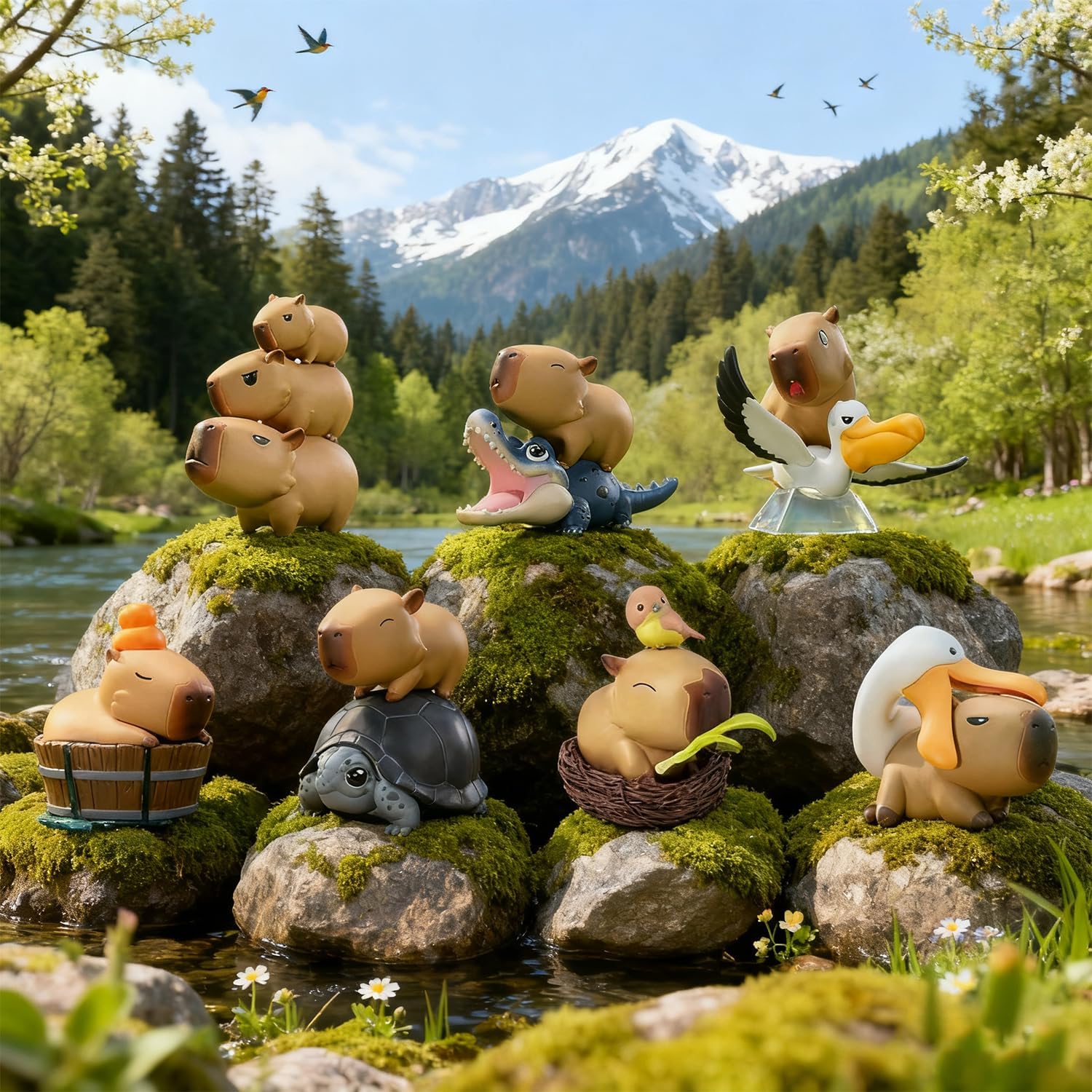 Capybara Blind Box Figures, Random Design Action Figures Collectible Toys Home Decorations for Gifts, Single Box