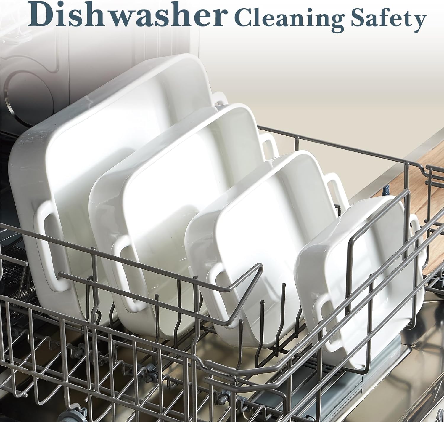 ONEMORE Casserole Dishes for Oven,9.5x15.4 Baking Dishes Set of 4,Ceramic Bakeware Sets with Handles for Cooking, Baking,Serving, Wedding and Gifting, Baking Pan White , Microwave & Dishwasher Safe(7.5