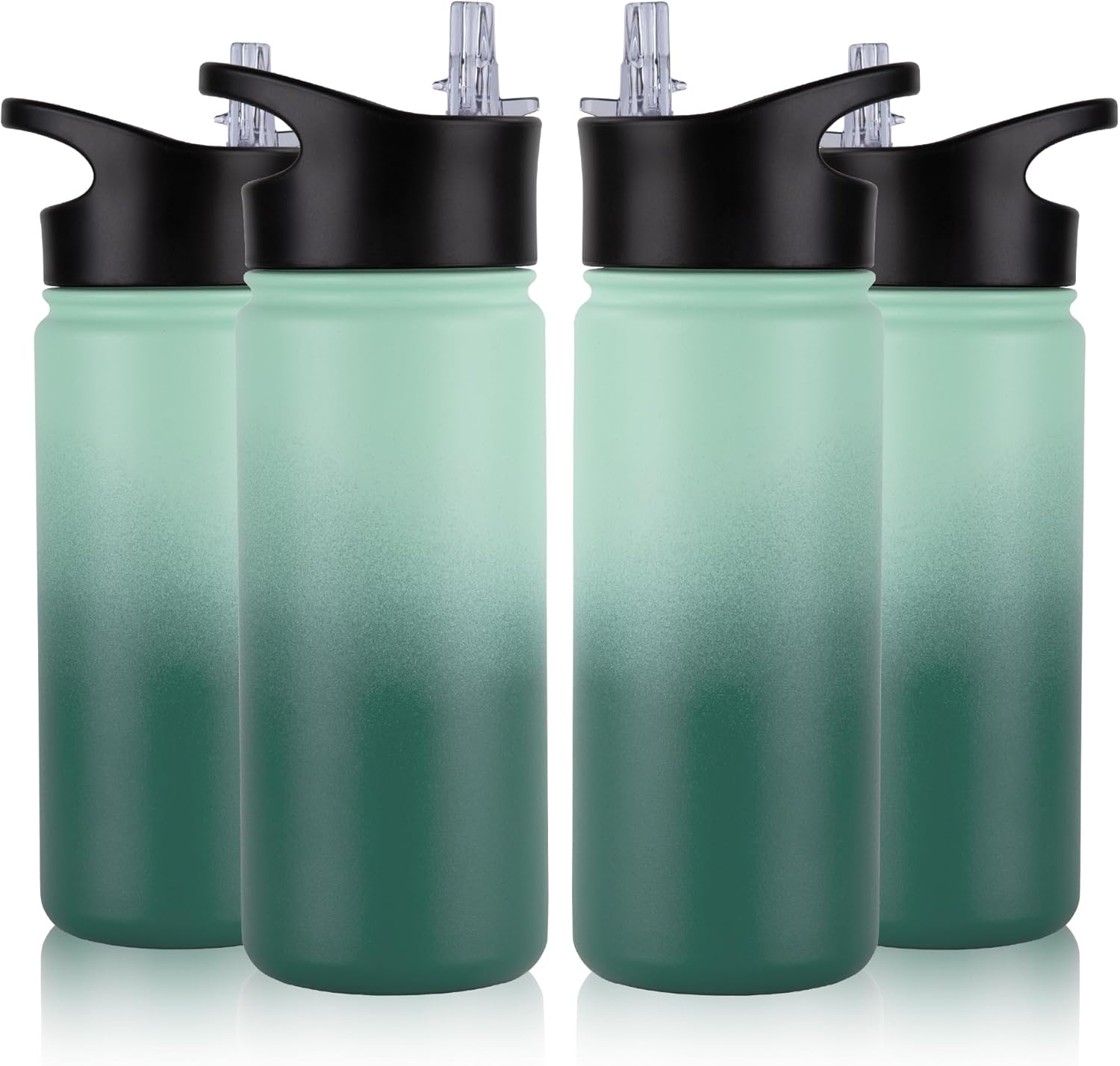 40 oz Insulated Water Bottle with Straw, Stainless Steel Sports Water Bottles with 2 Lids (Straw and Wide Mouth lid), Double Wall Vacuum, Leakproof, BPA-Free, Black