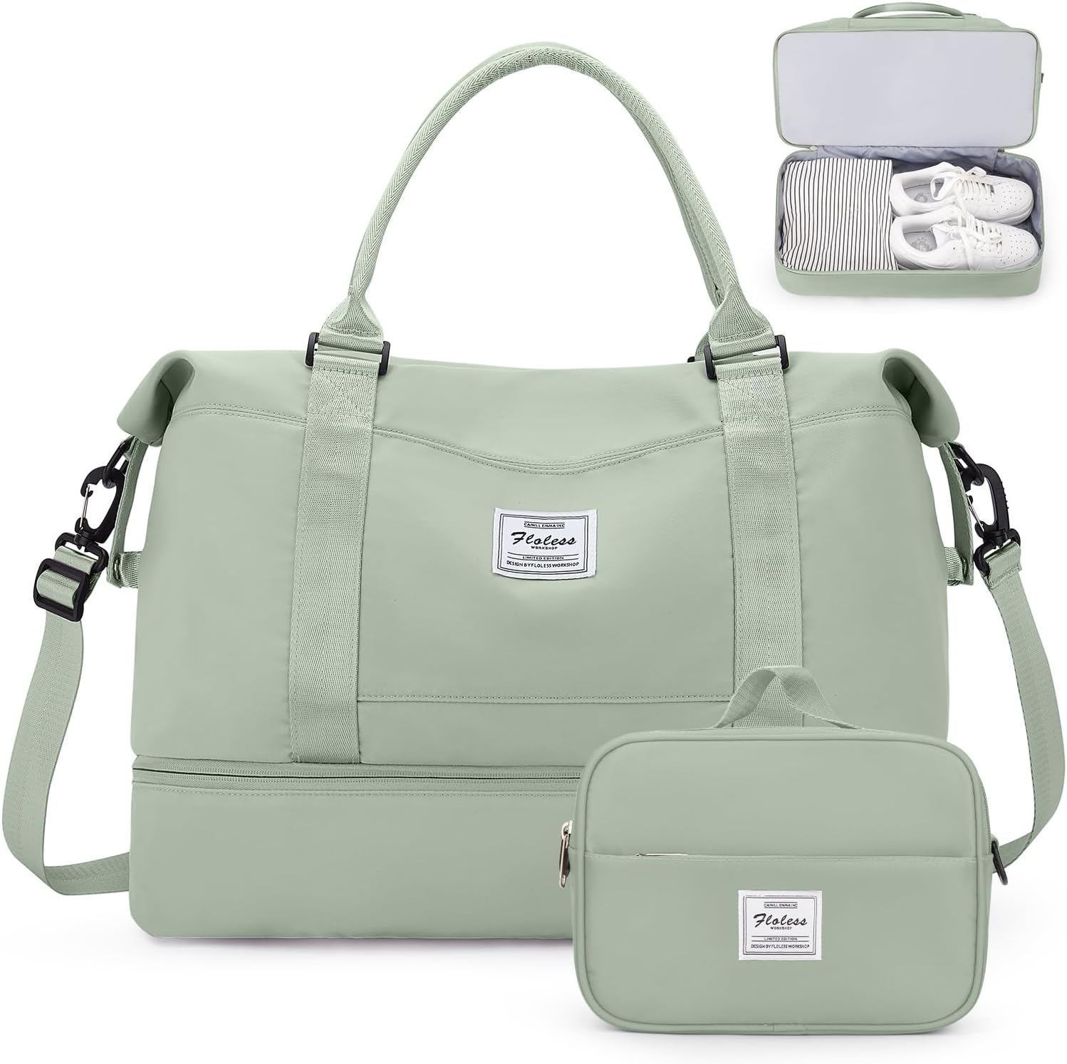 Weekender Bags for Women,Personal Item Travel Bag with Shoes Compartment,Overnight Travel Duffel Bag with Toiletry Bag