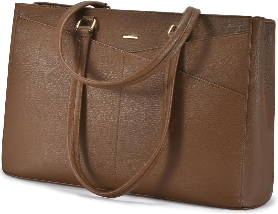 LOVEVOOK Laptop Tote Bag for Women 15.6 Inch Waterproof Leather Computer Bags Business Office Work Briefcase Black