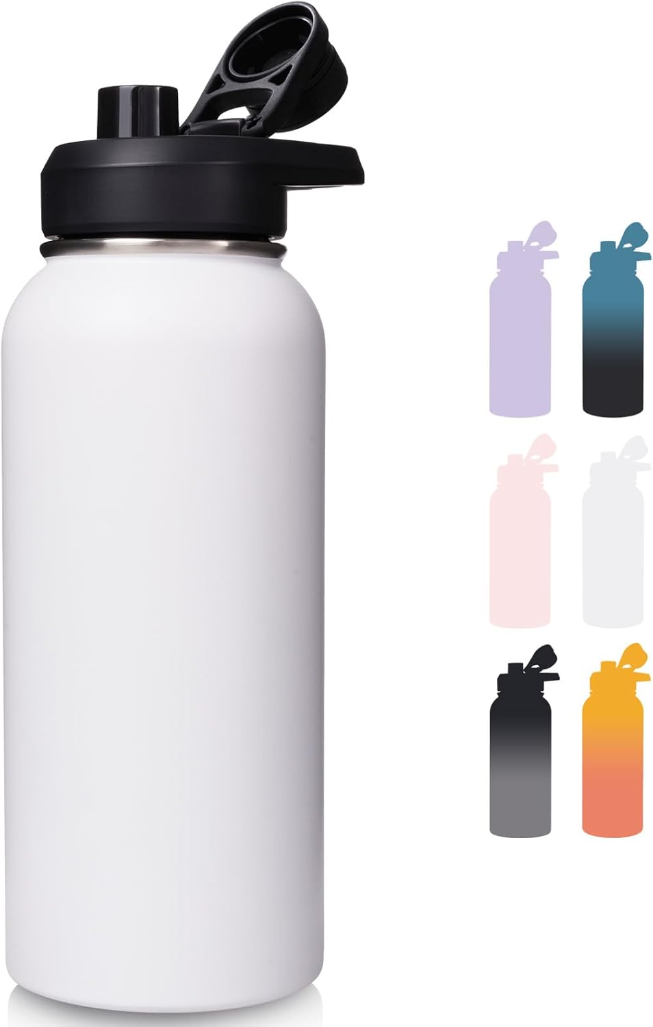 24 oz Insulated Water Bottle with Handle, 304 Stainless Steel Water Bottles with Wide Mouth, Double Wall Vacuum Sports Water Bottle, BPA Free, Keep Cold and Hot, Blue&Black
