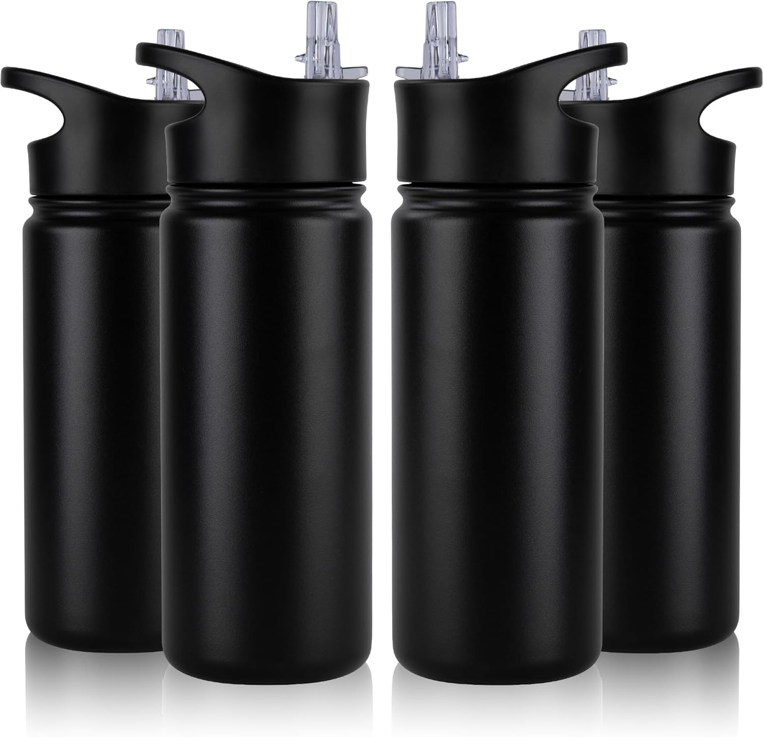 40 oz Insulated Water Bottle with Straw, Stainless Steel Sports Water Bottles with 2 Lids (Straw and Wide Mouth lid), Double Wall Vacuum, Leakproof, BPA-Free, Black