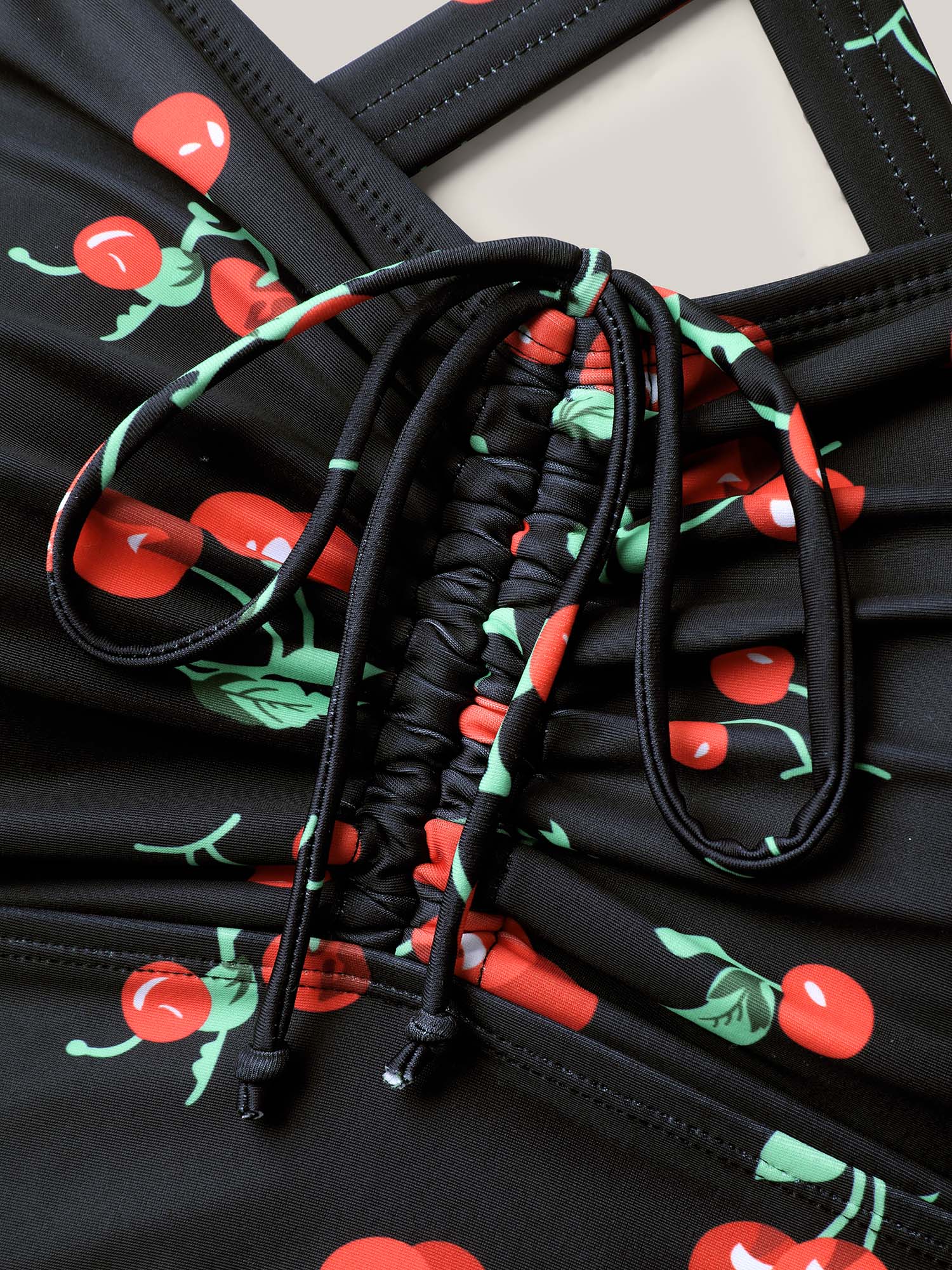 Anti-Float Tie Cherry Print Swim Dress