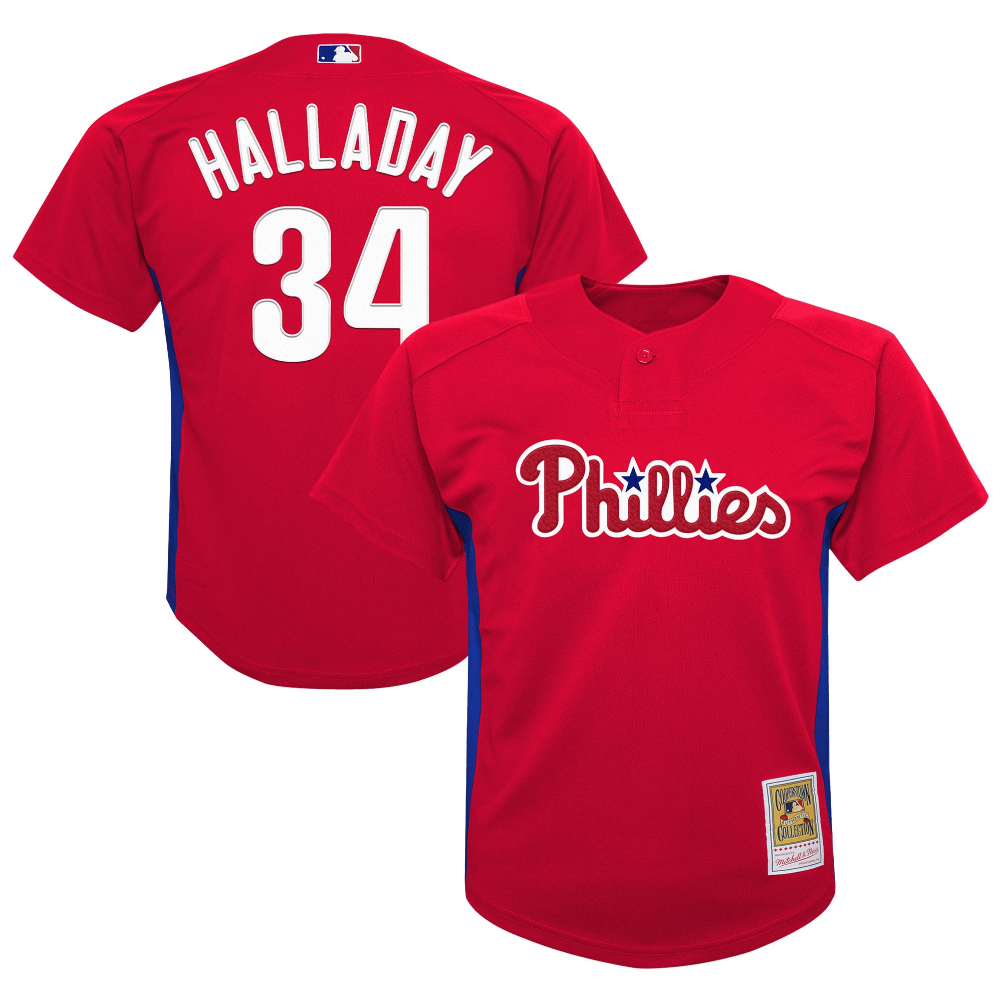 Preschool Philadelphia Phillies Roy Halladay Mitchell & Ness Red Cooperstown Collection Mesh Batting Practice Jersey