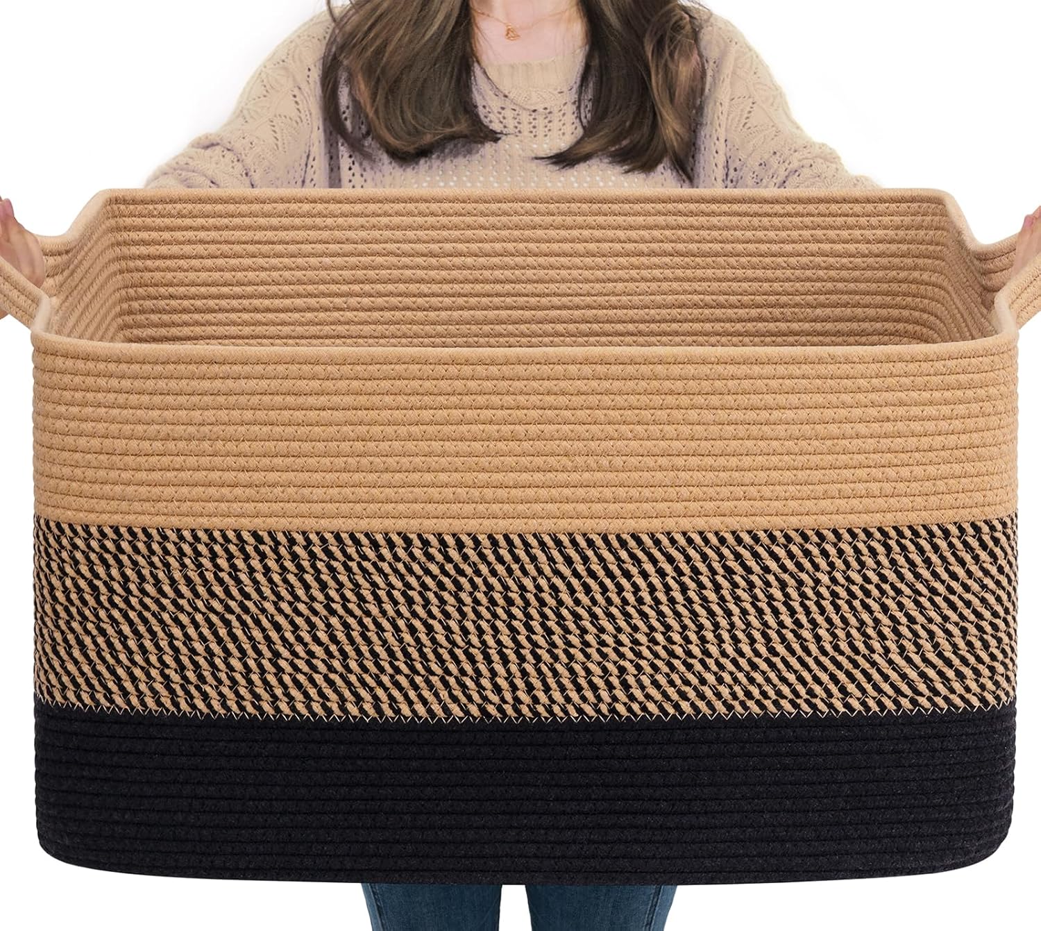 Goodpick Cube Storage Bins - Towel, Book, Cloth, Shoes, Closet Shelf Woven Baskets for Office, Baby Laundry, Toys, 13''x10''x9''