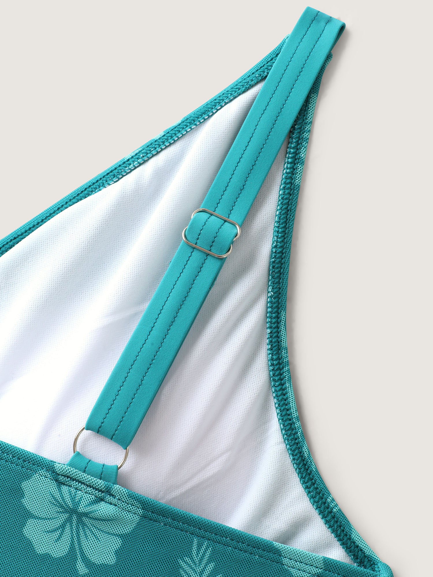 Floral Mesh Surplice Swim Dress