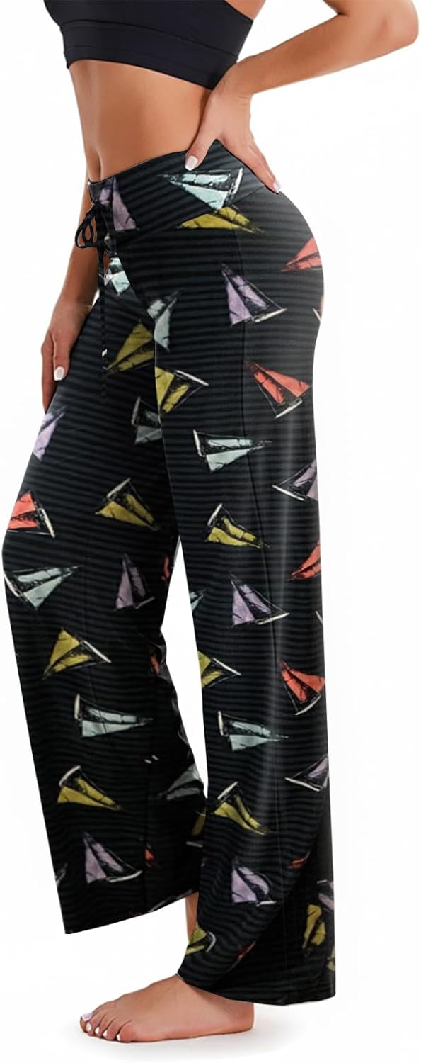 TNNZEET 3 Pack Women's Wide Leg Pants with Pockets - Casual Loose Yoga Trouser Pants Sweatpants Palazzo Lounge Pajama Pants