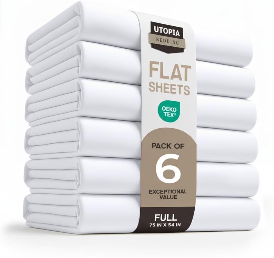 Utopia Bedding Flat Sheet - 1 Pack (Queen, White) - Soft Brushed Microfiber Fabric - Shrinkage & Fade Resistant Top Sheet - Easy Care Bed Sheet