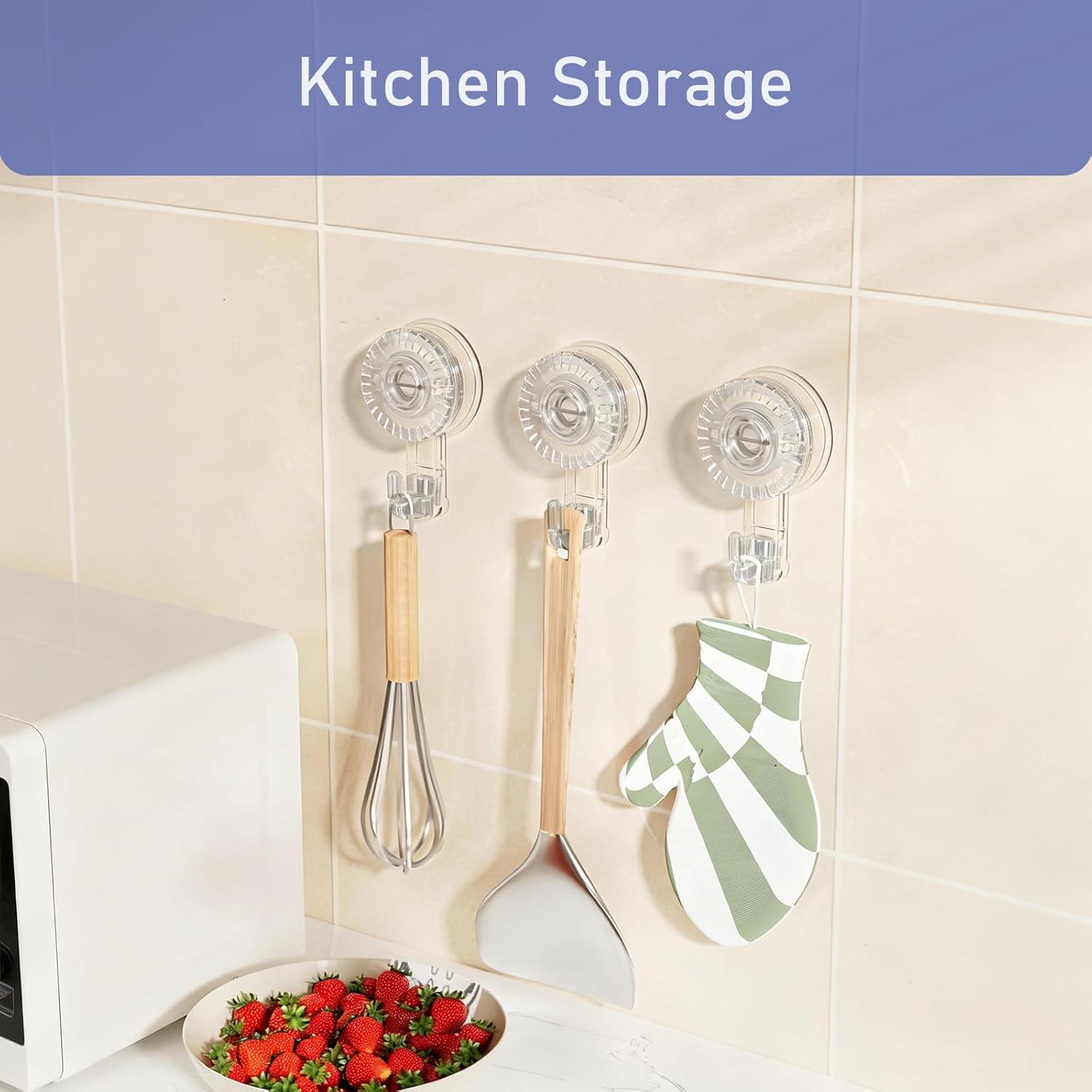 Suction Cup Hooks, One-Second Installation, Reusable,for Use On Glass, Mirrors, and Smooth Tile Surfaces Only, Suitable for Kitchens, Bathrooms, and Toilets. 2-Pack(Transparent)