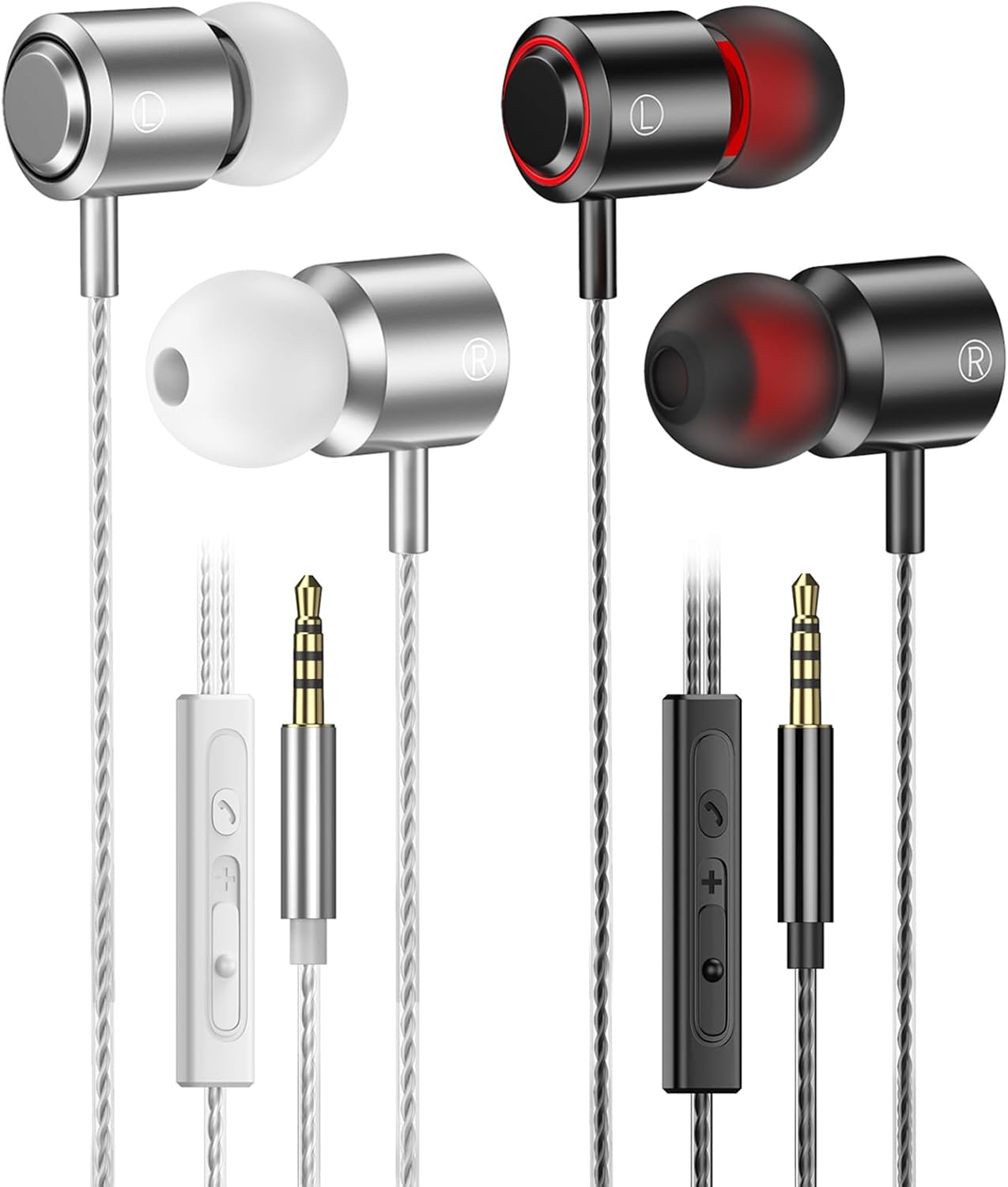 2 Pack Wired Earbuds with Microphone, In-Ear Headphones Wired with Noise Blocking &Volume Control, Premium Sound& Lightweight Corded Earphones for Laptops, Tablets, MP3 & Most 3.5mm Interface Devices