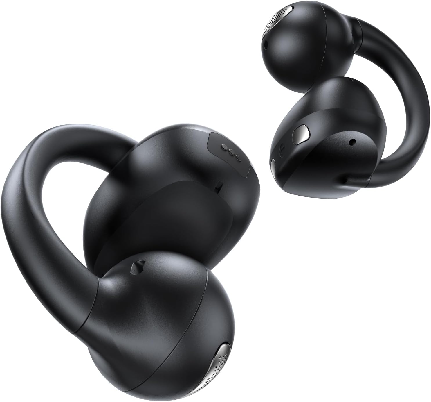 Open Ear Clip On Earbuds, Bluetooth 5.4 AI Music Generator Wireless Bone Conduction Headphones with 4 Mics Clear Calls, 5.7g Ultra-Light, 30H Hi-Fi Stereo Playtime for Sports, Black