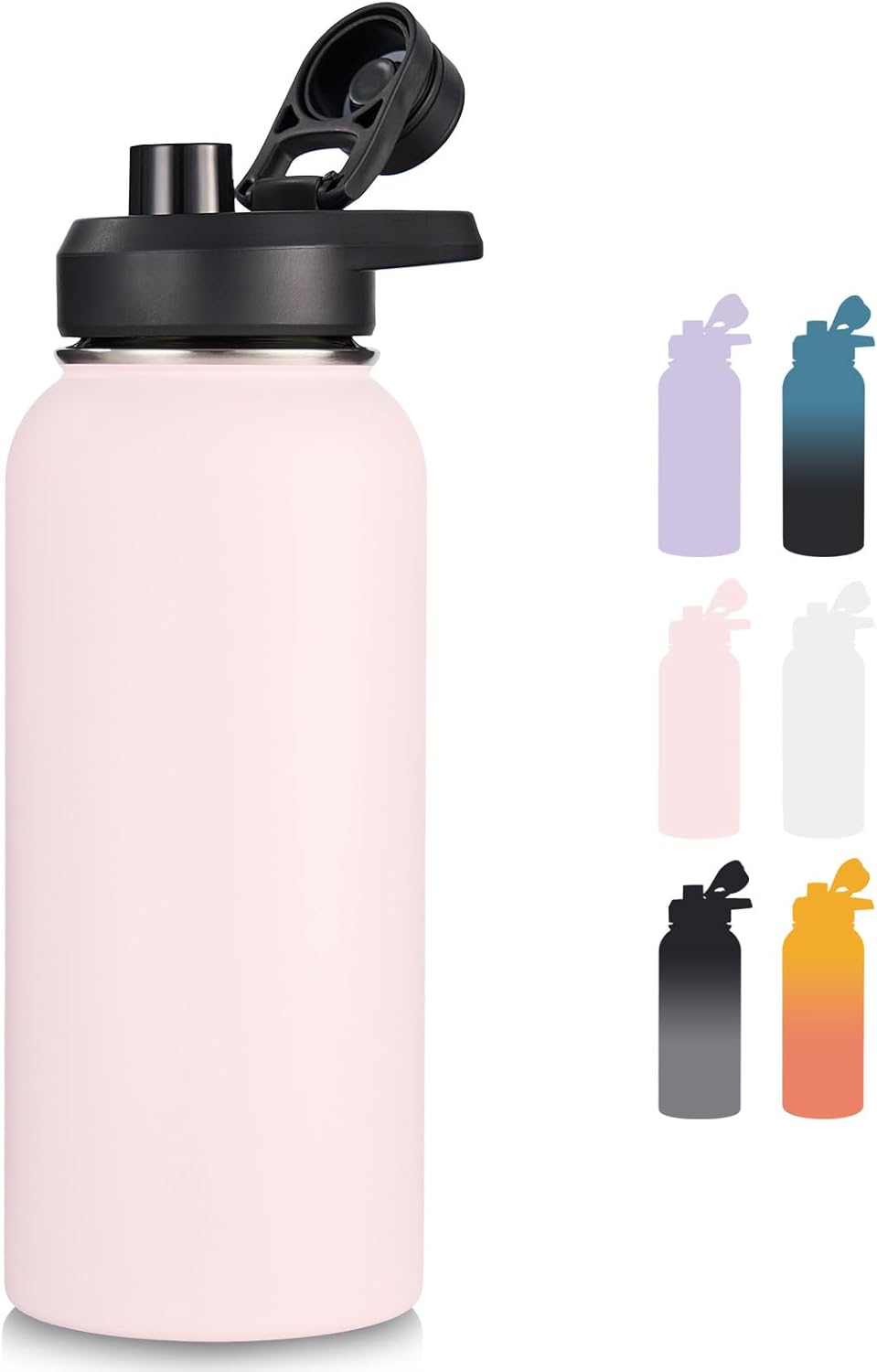 24 oz Insulated Water Bottle with Handle, 304 Stainless Steel Water Bottles with Wide Mouth, Double Wall Vacuum Sports Water Bottle, BPA Free, Keep Cold and Hot, Blue&Black