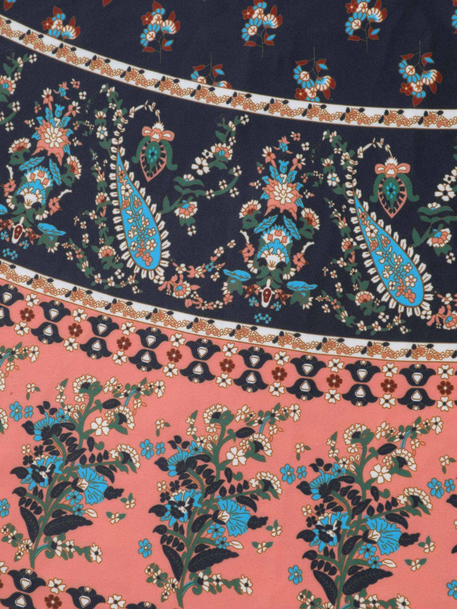 Boho Print Surplice Neck Contrast Swim Dress