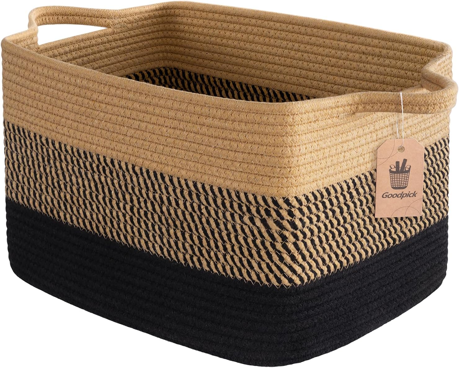 Goodpick Cube Storage Bins - Towel, Book, Cloth, Shoes, Closet Shelf Woven Baskets for Office, Baby Laundry, Toys, 13''x10''x9''