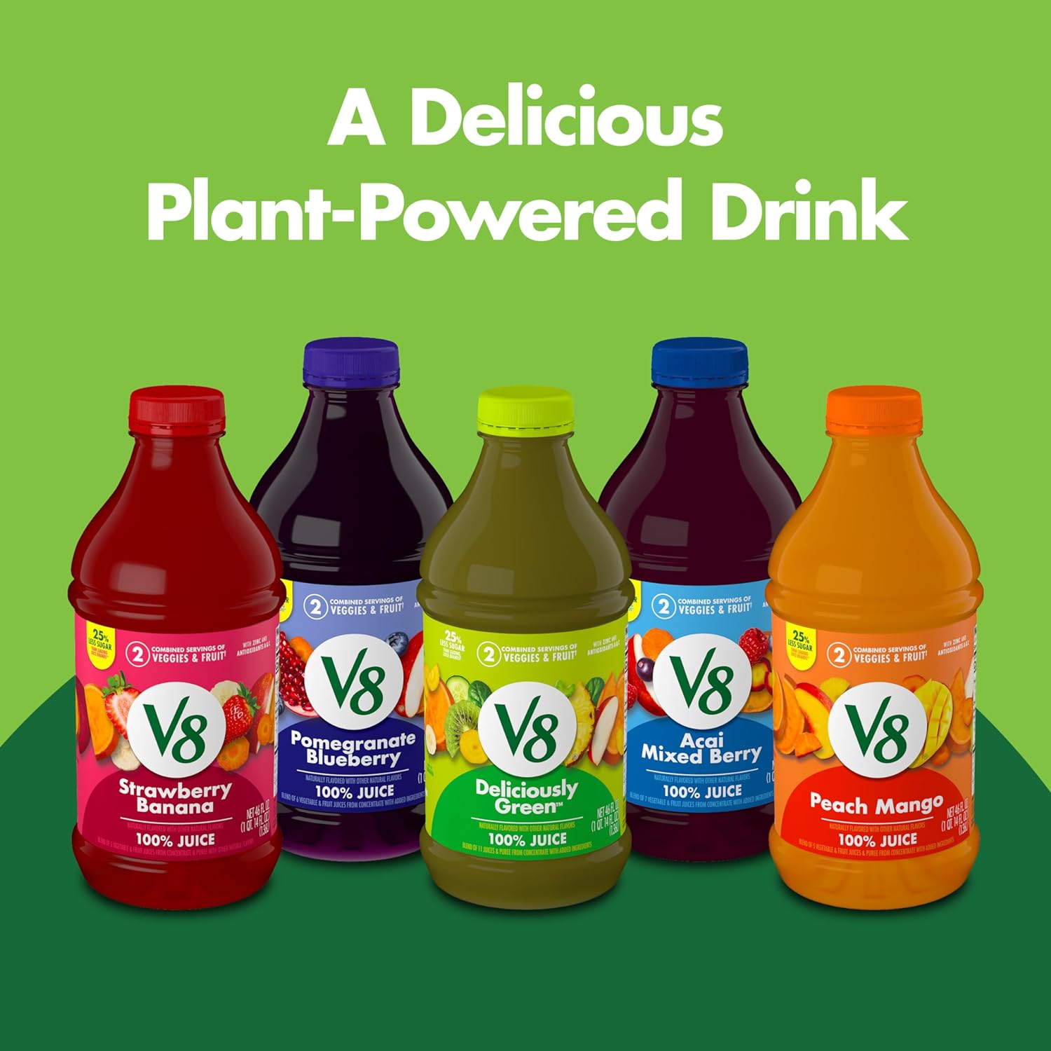 V8 Strawberry Banana 100% Fruit and Vegetable Juice, 46 fl oz Bottle