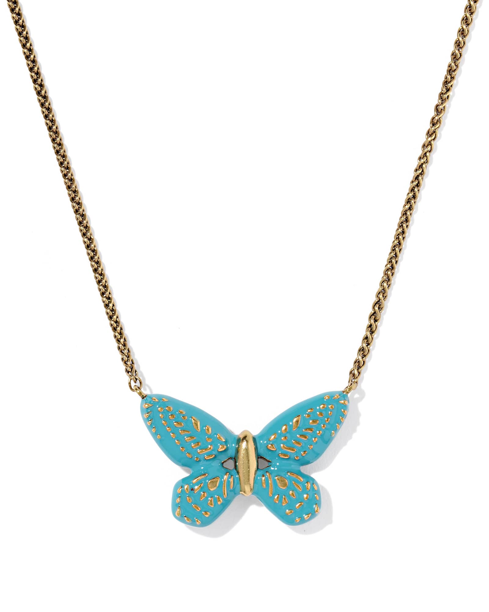 Dolly Parton x Kendra Scott Enamel Butterfly Vintage Gold Short Pendant Necklace