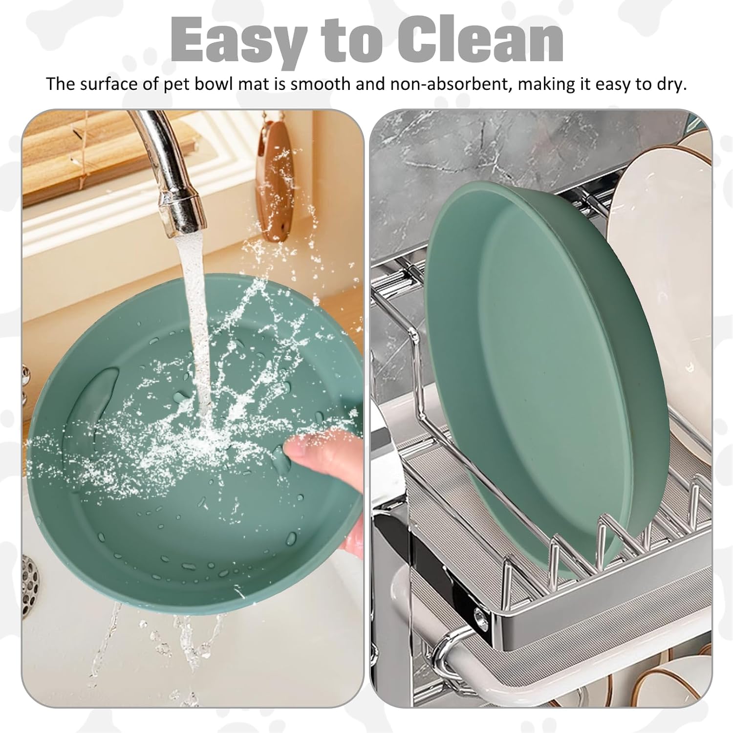 BNOSDM Silicone Cat Food Plate 2 Pack Shallow Dog Bowl Flat Puppy Feeding Dish for Small Dogs and Cats Whisker Fatigue Pet Plates for Dry and Wet Food (Green)