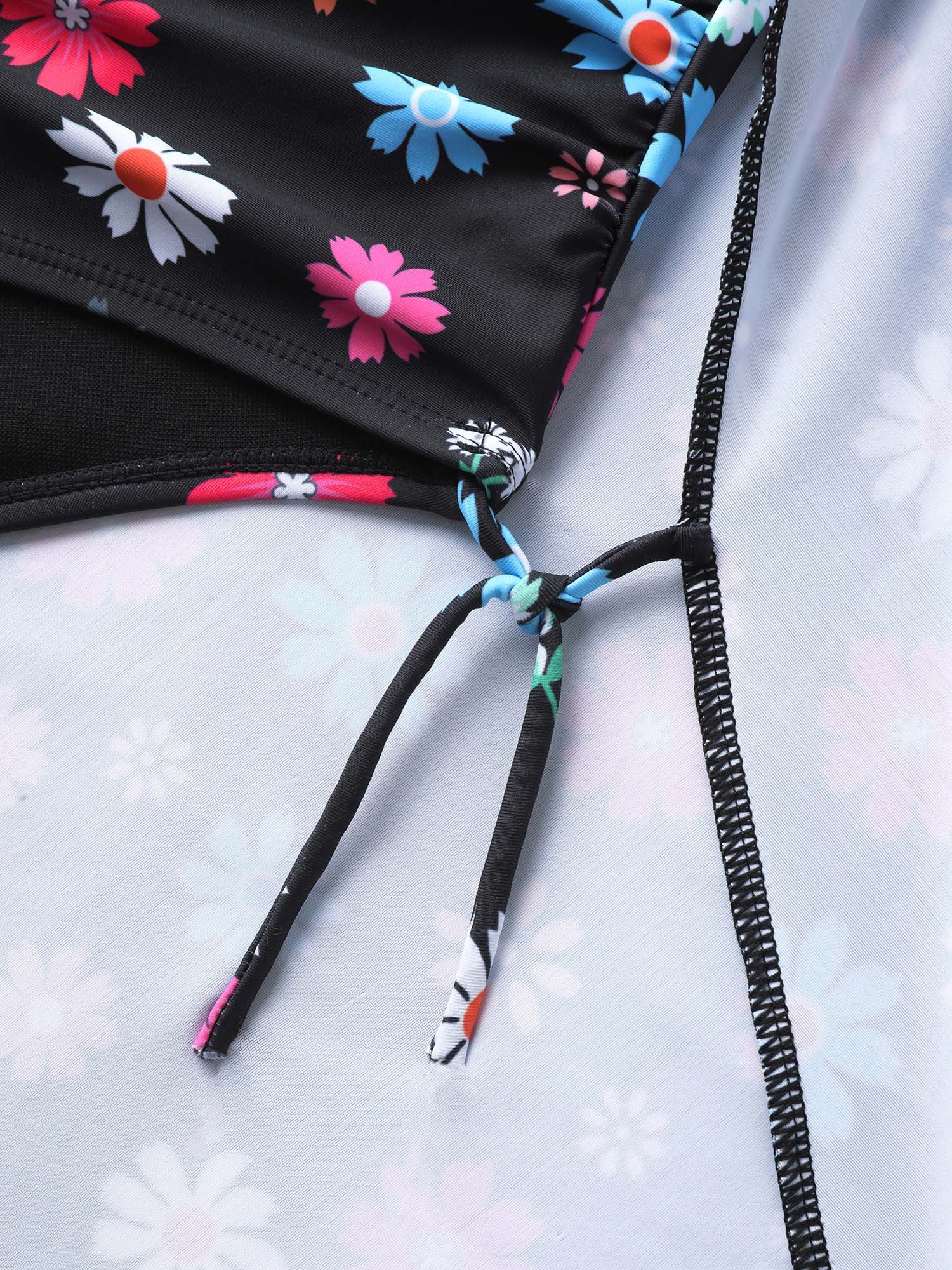 Colorful Floral Print Fit Flare Swim Dress