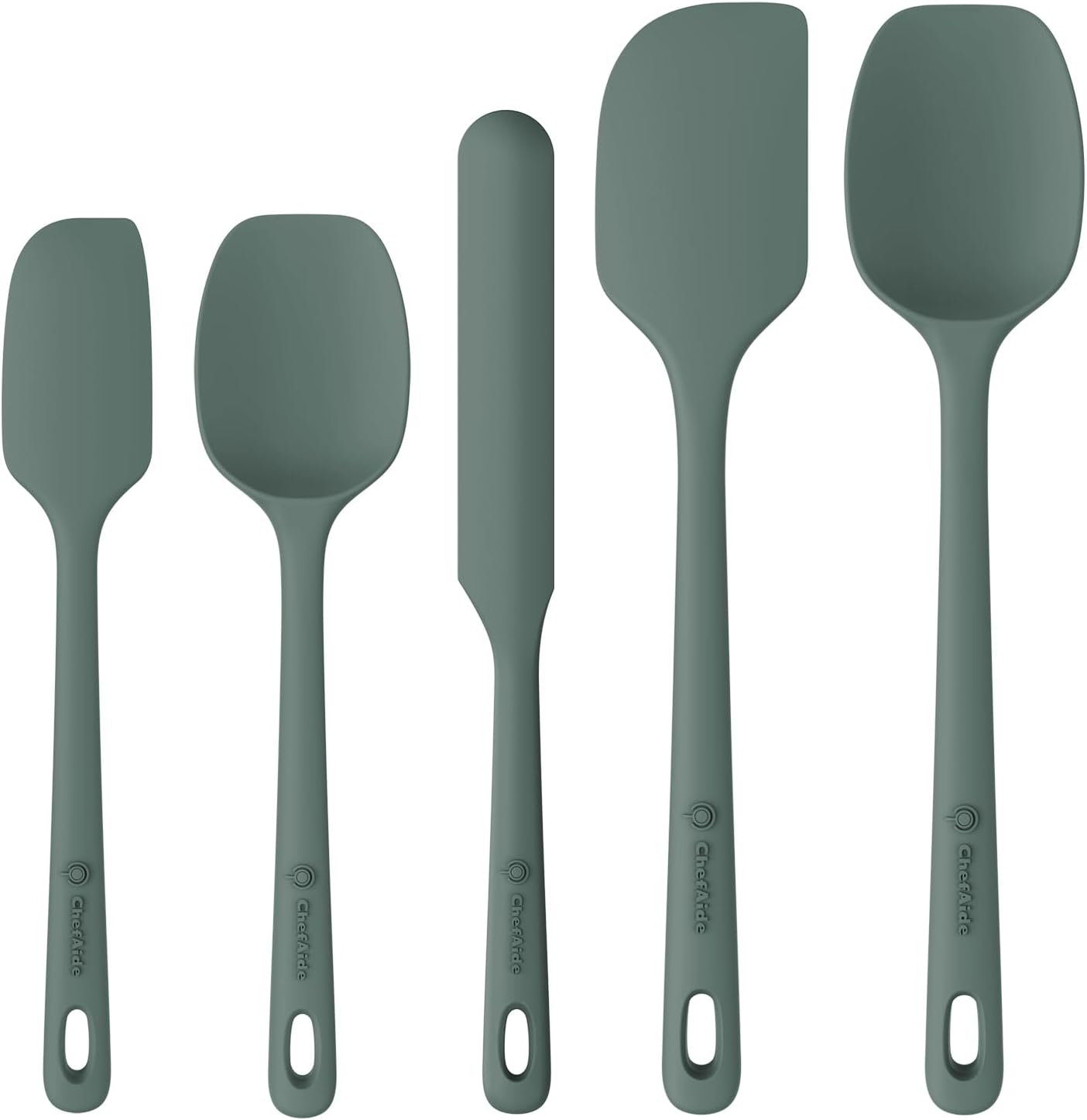 5 Pieces Silicone Spatula Set, Food Grade Rubber Spatula, Upgrade Strong Handle with Ergonomic Grip, Heat Resistant Up to 600°F for Nonstick Cookware, Cooking