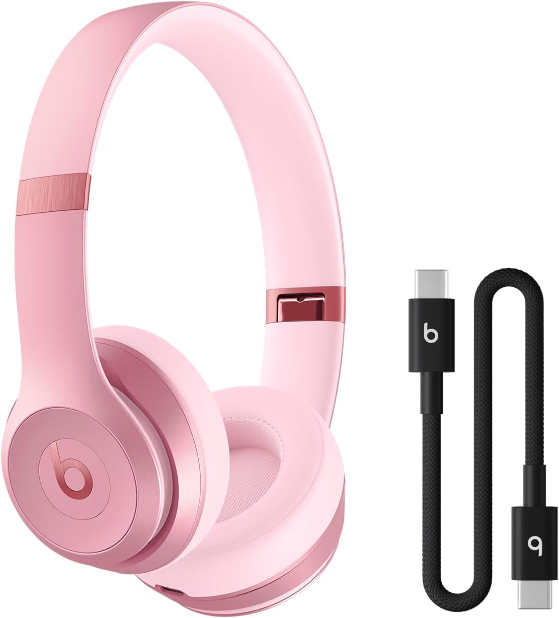 Beats Solo 4 - Wireless On-Ear Bluetooth Headphones, Up to 50-Hour Battery Life, Ultra-Lightweight Comfort, Powerful and Balanced Sound, Apple & Android Compatible - Cloud Pink