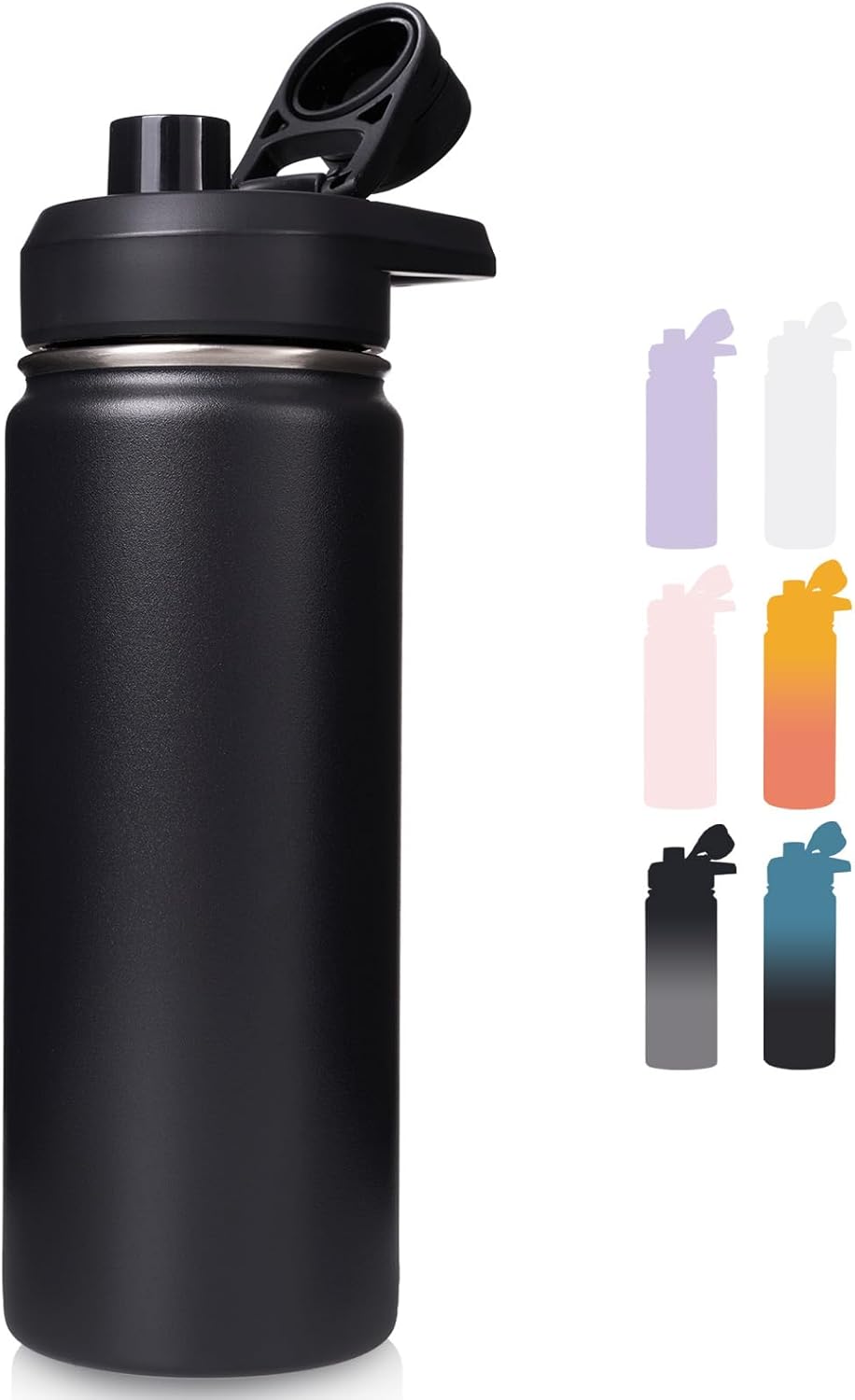 24 oz Insulated Water Bottle with Handle, 304 Stainless Steel Water Bottles with Wide Mouth, Double Wall Vacuum Sports Water Bottle, BPA Free, Keep Cold and Hot, Blue&Black